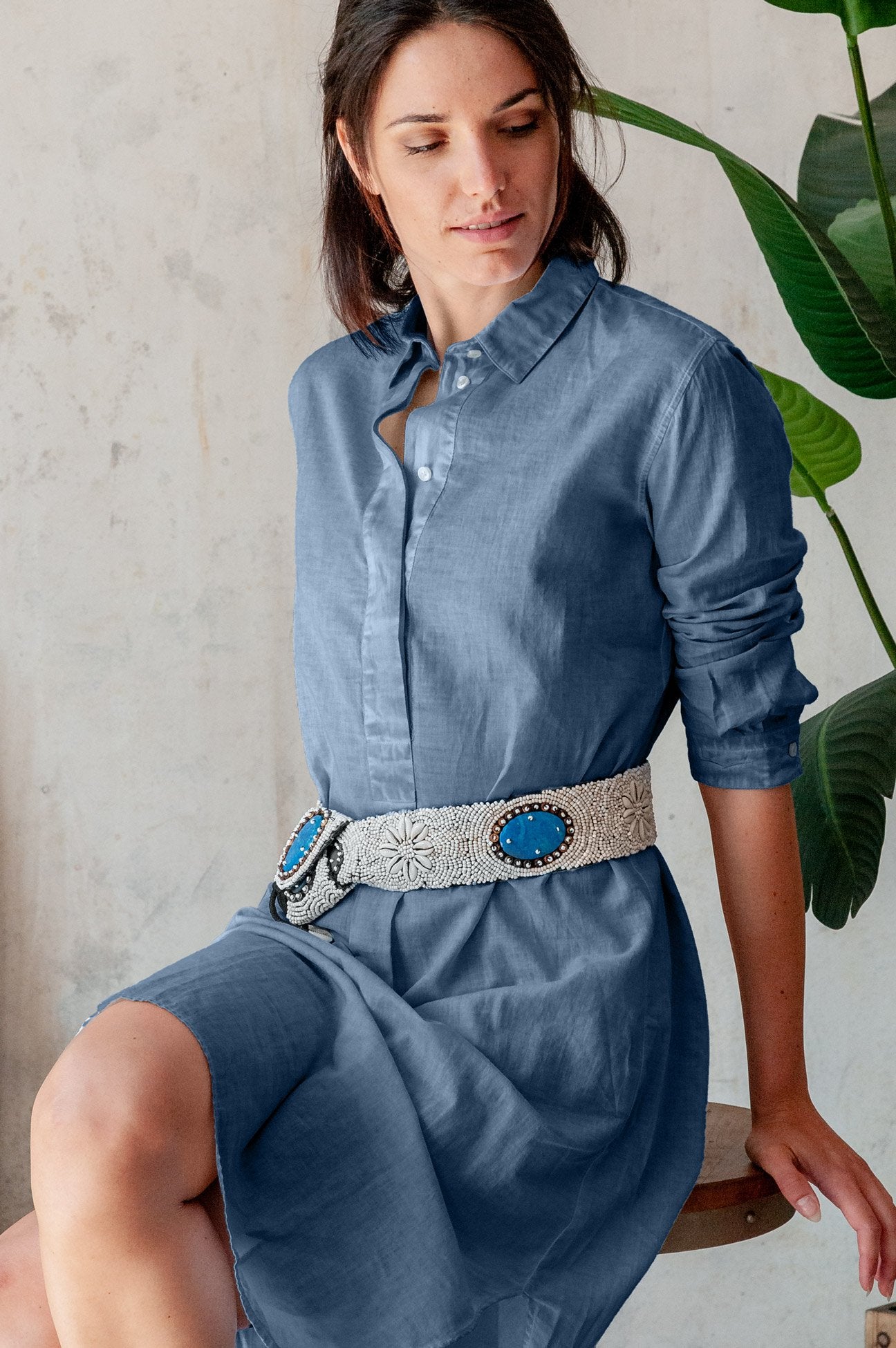 tunic dress midi Midi Length Voile Shirtdress Jeans