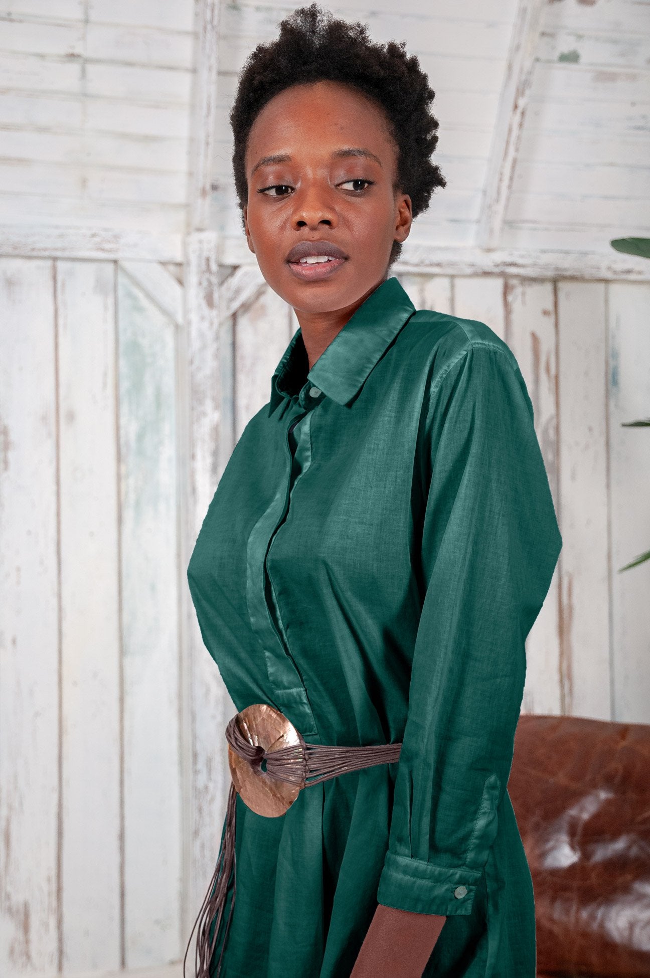 Midi Length Voile Tunic - Lagoon - Shirtdress