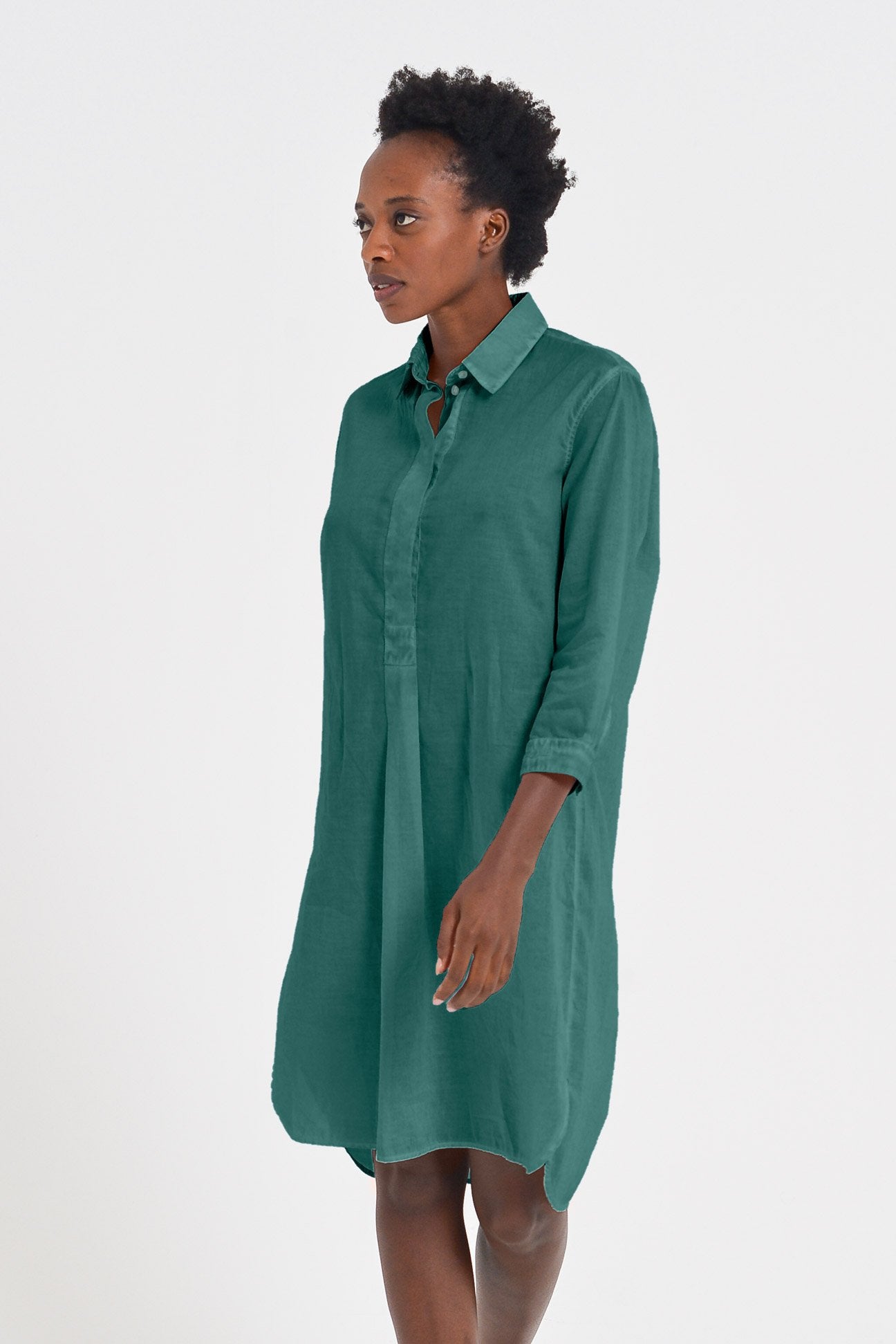 Midi Length Voile Tunic - Lagoon - Shirtdress