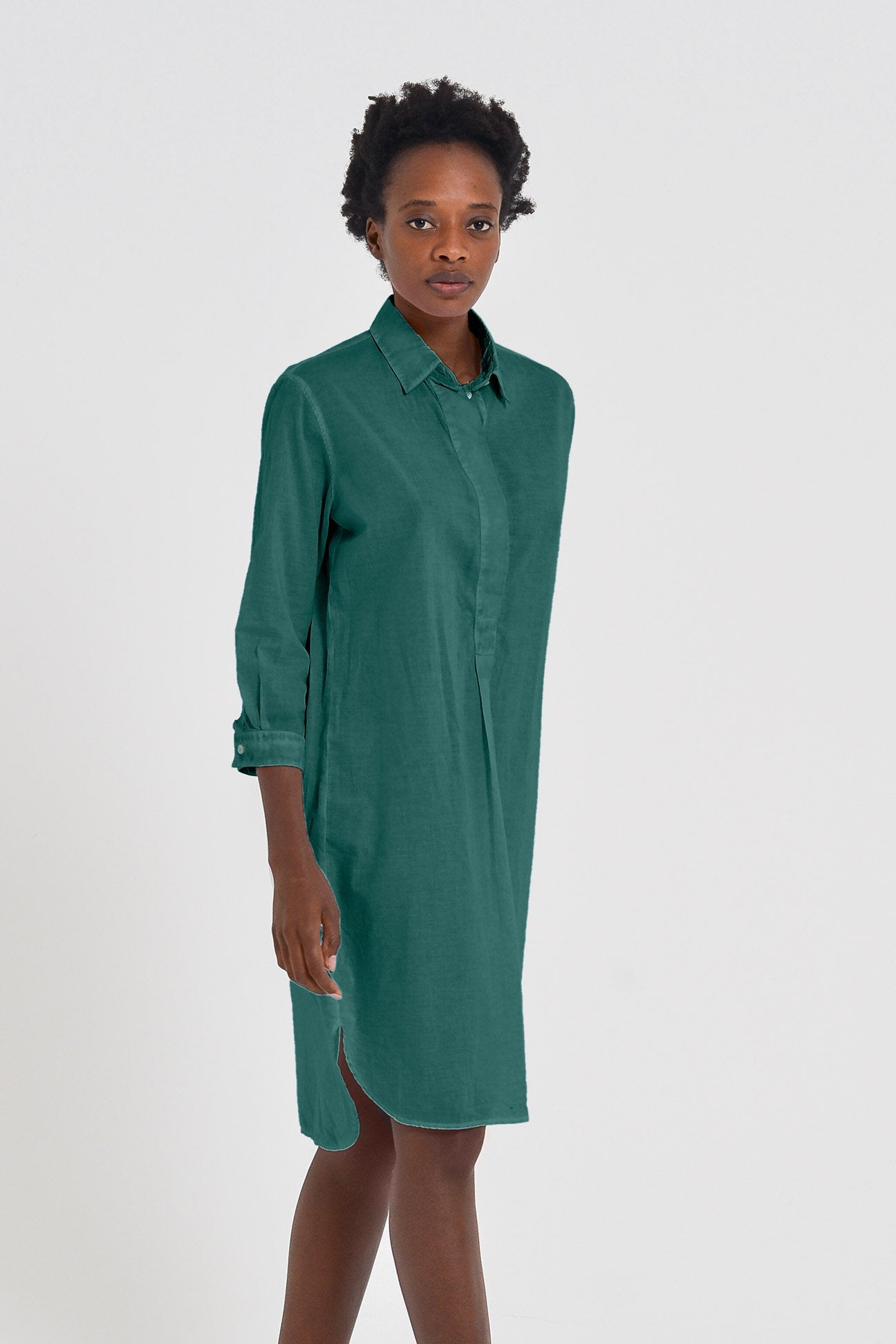 Midi Length Voile Tunic - Lagoon - Shirtdress