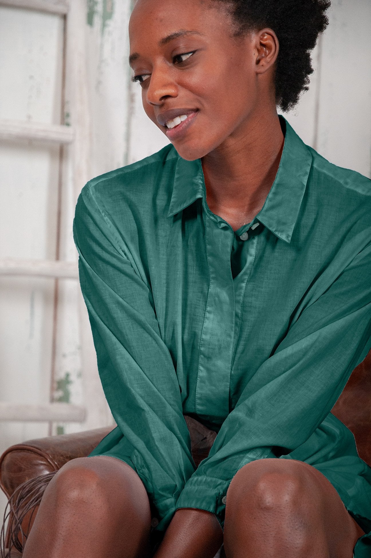 Midi Length Voile Tunic - Lagoon - Shirtdress