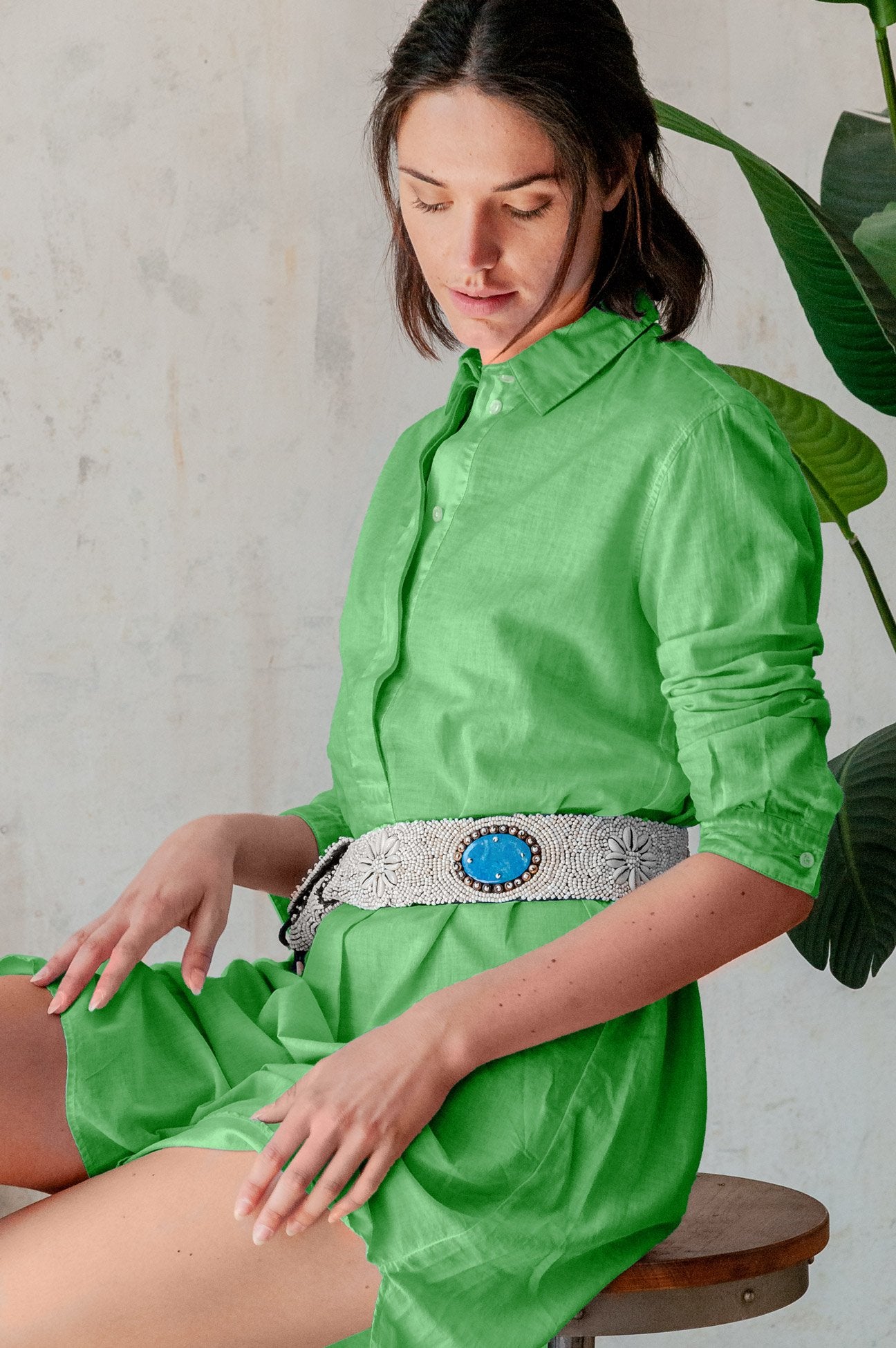 midi tunic dress Midi Length Voile Shirtdress Martinica