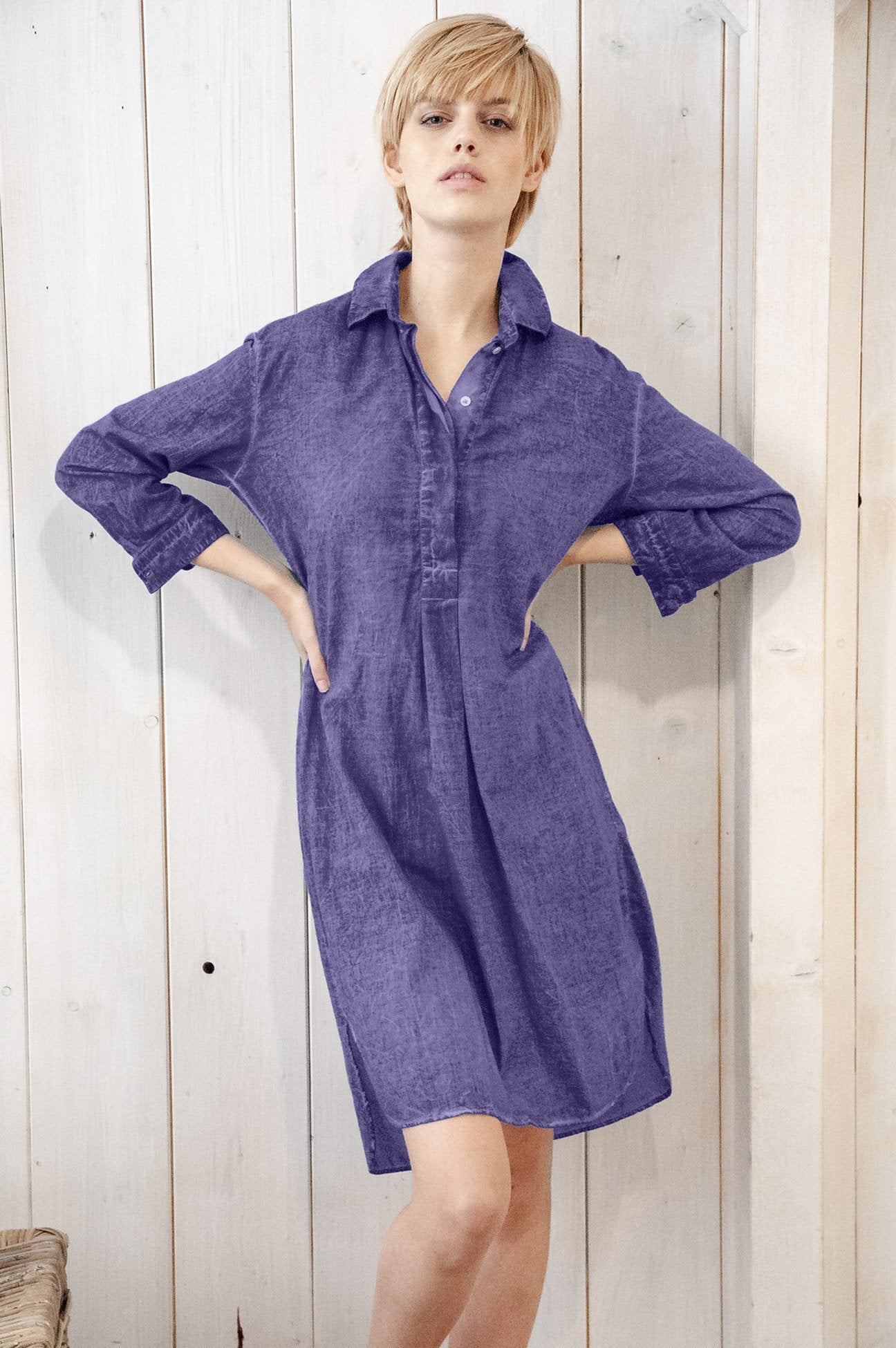 Midi Length Voile Tunic - Mirtillo