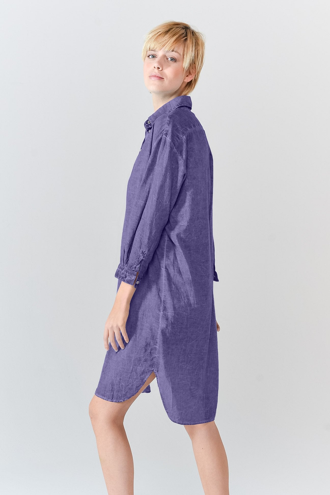 Midi Length Voile Tunic - Mirtillo