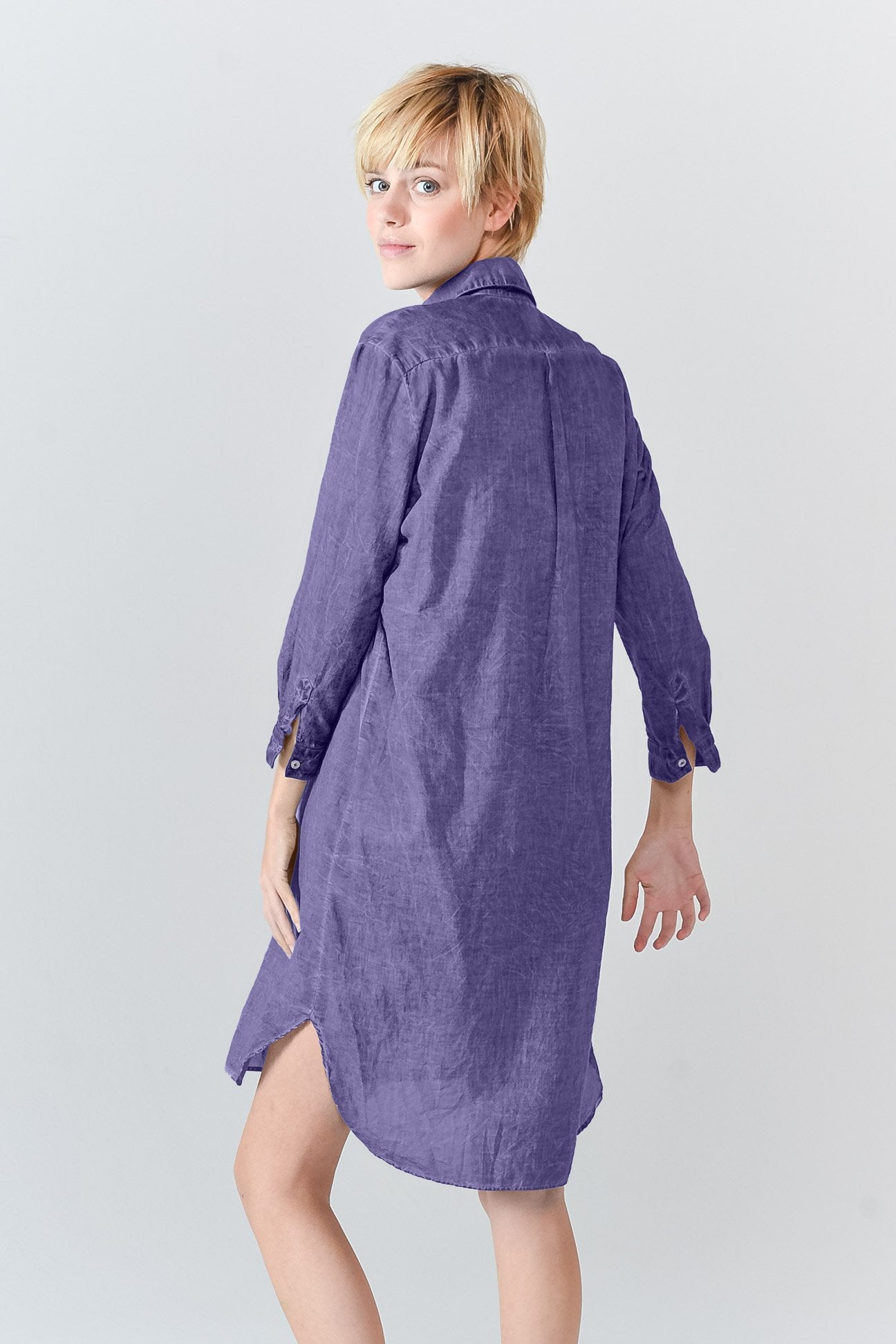 Midi Length Voile Tunic - Mirtillo