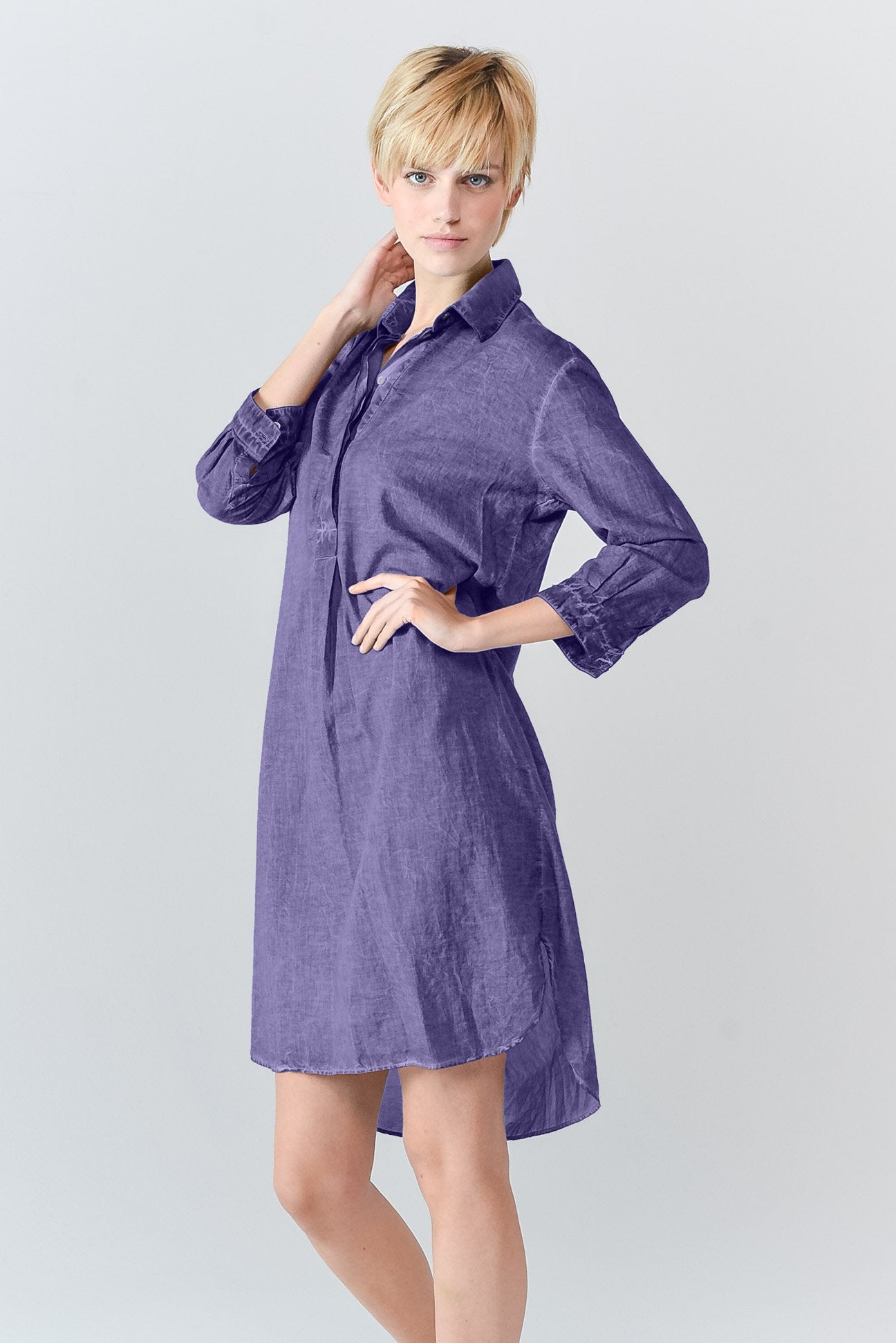 Midi Length Voile Tunic - Mirtillo