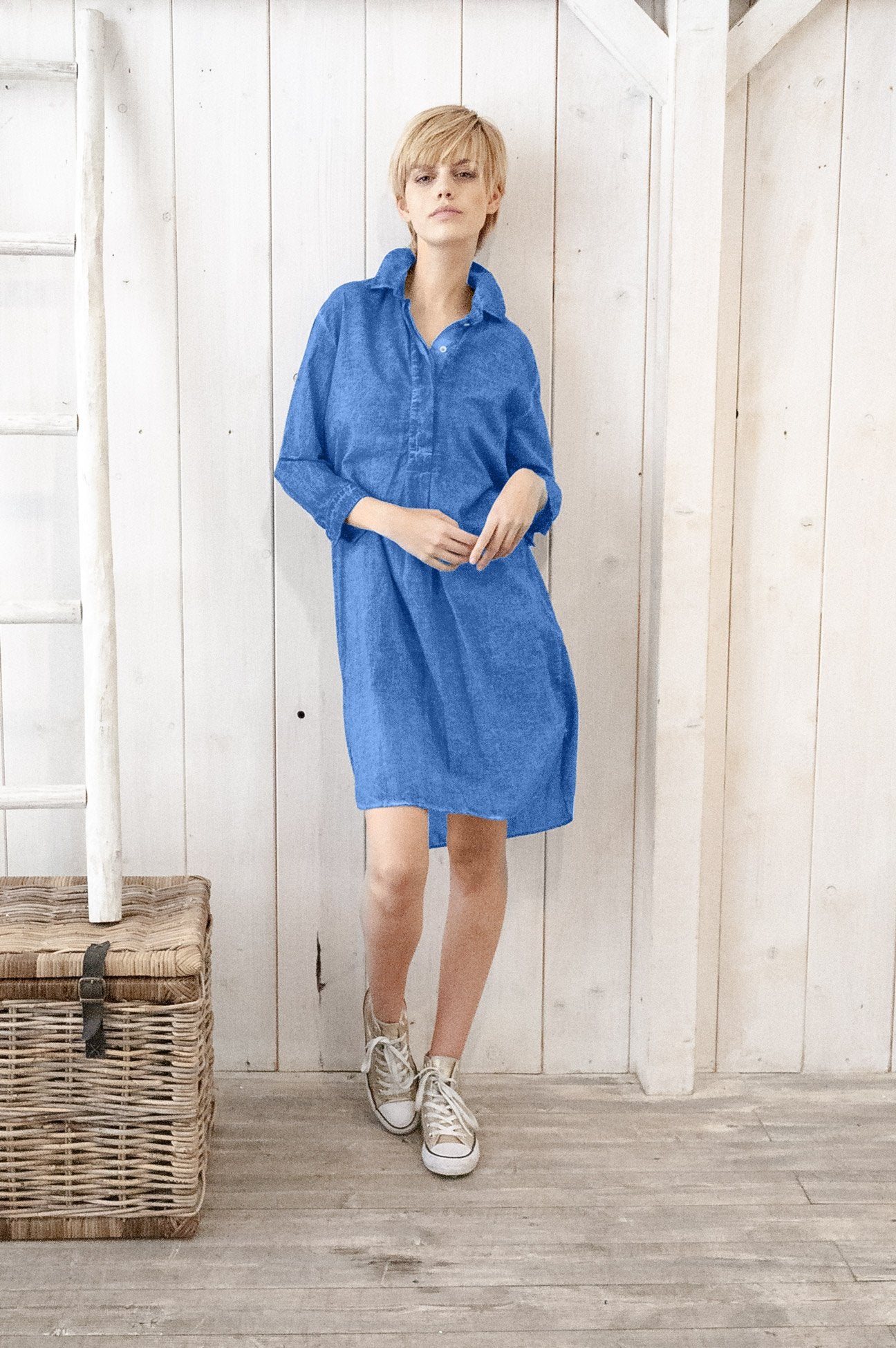 Midi Length Voile Tunic - Oceano