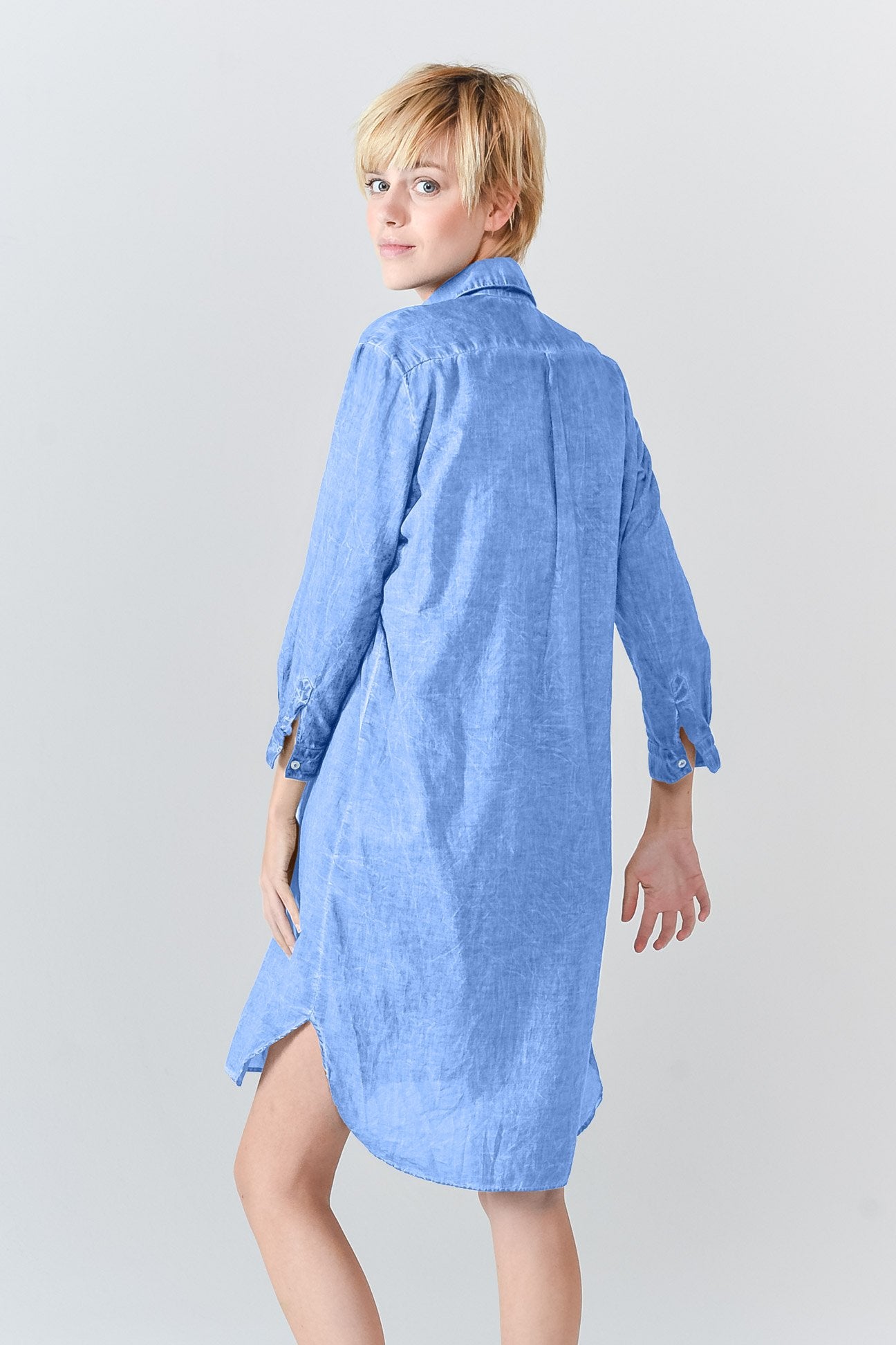 Midi Length Voile Tunic - Santorini - Shirtdress