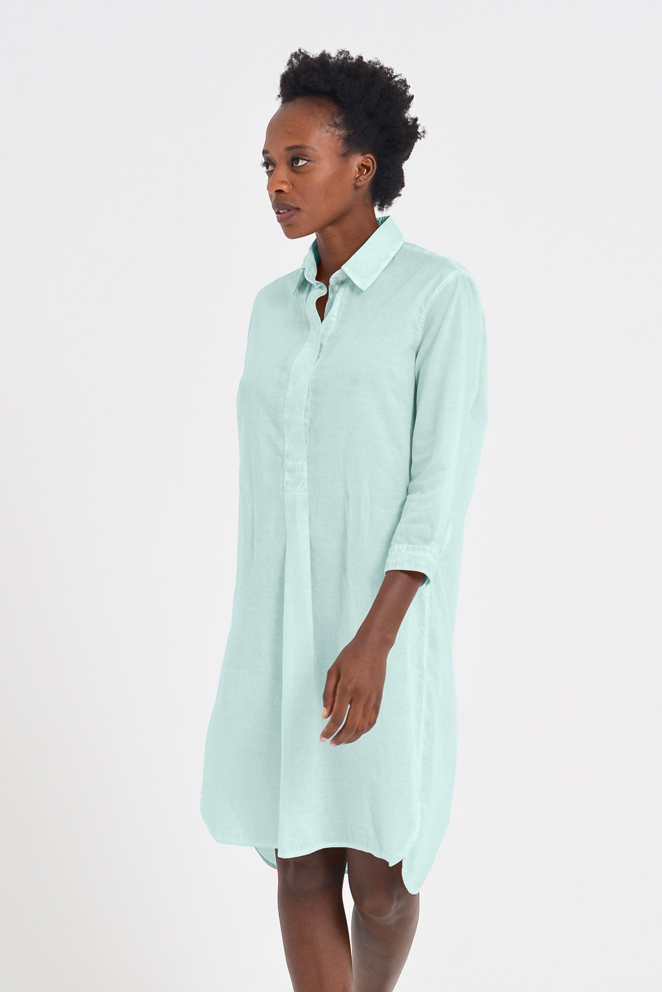 Midi Length Voile Tunic - Tahiti - Shirtdress