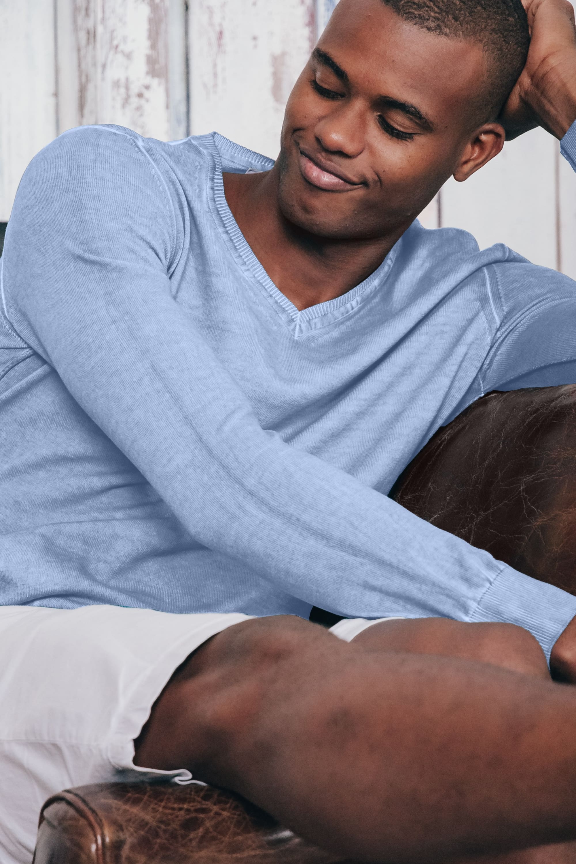 V-Neck Cotton Sweater - Cielo - Sweaters