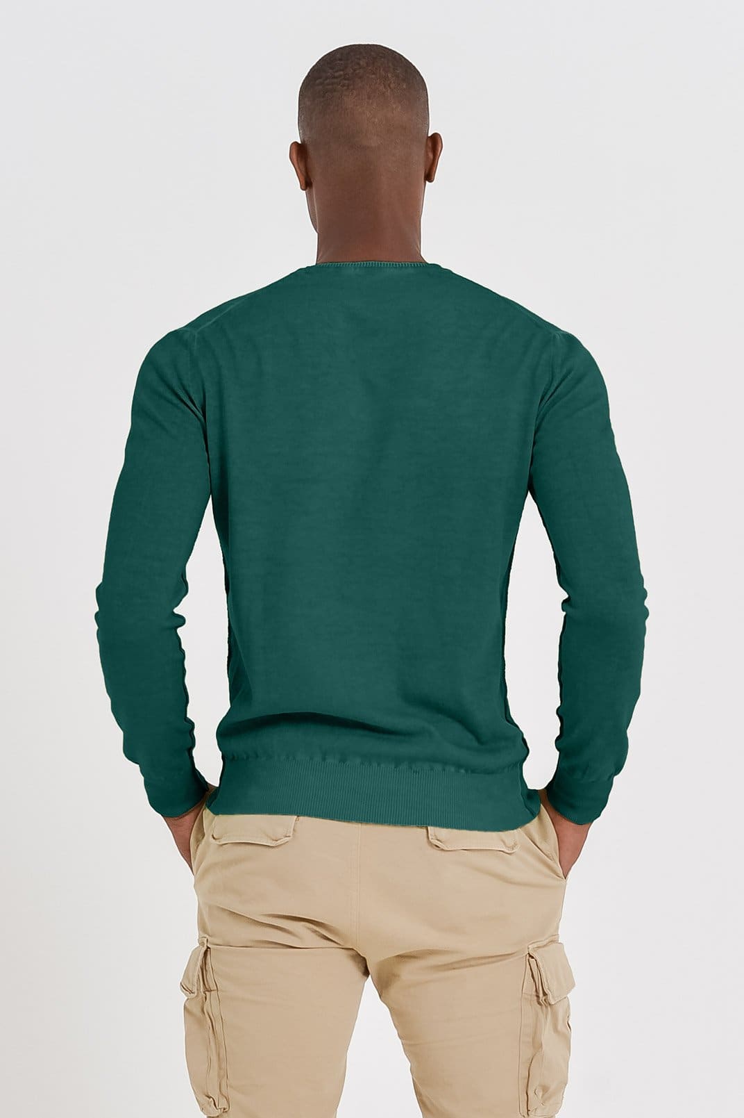 V-Neck Cotton Sweater - Lagoon - Sweaters