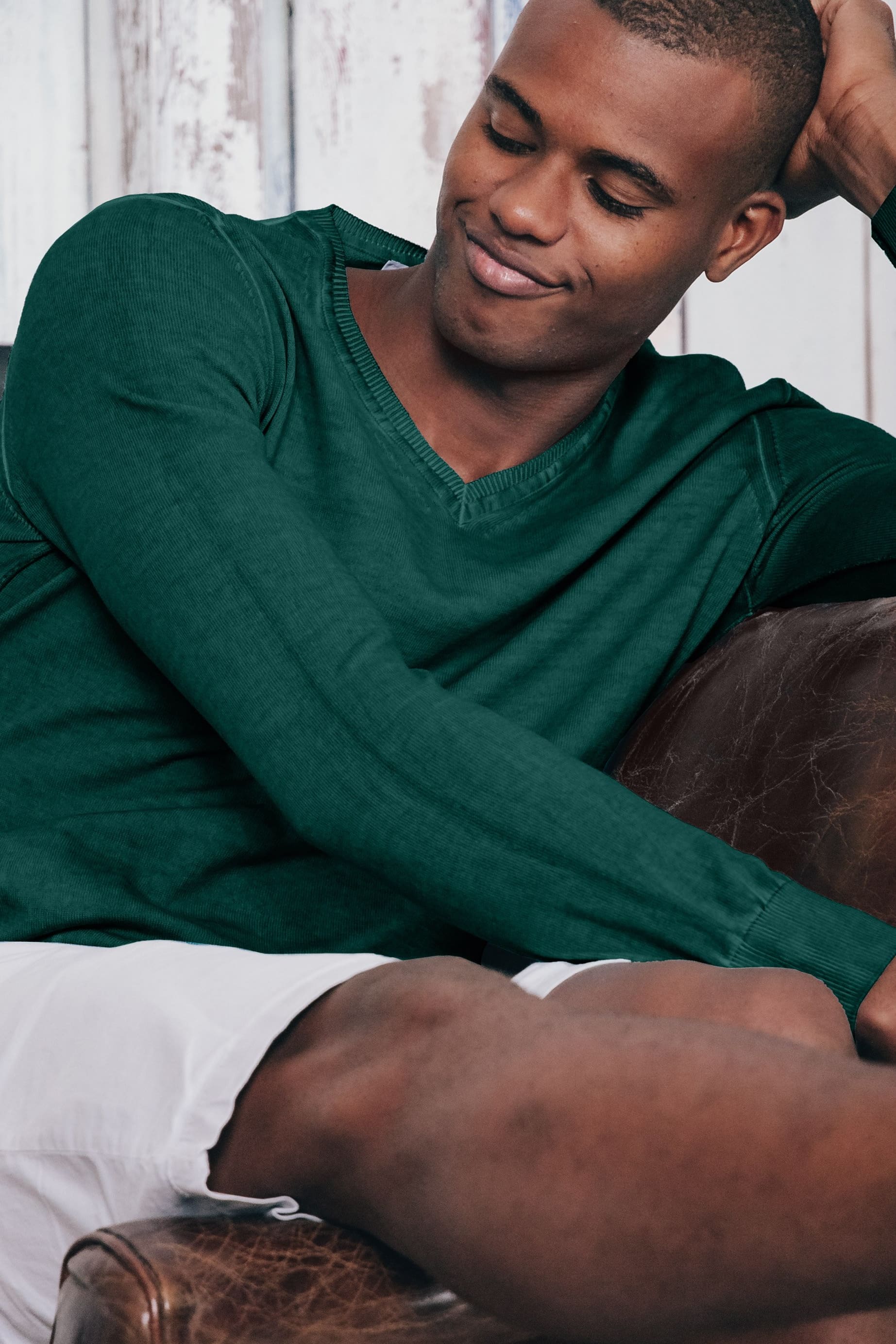 V-Neck Cotton Sweater - Lagoon - Sweaters