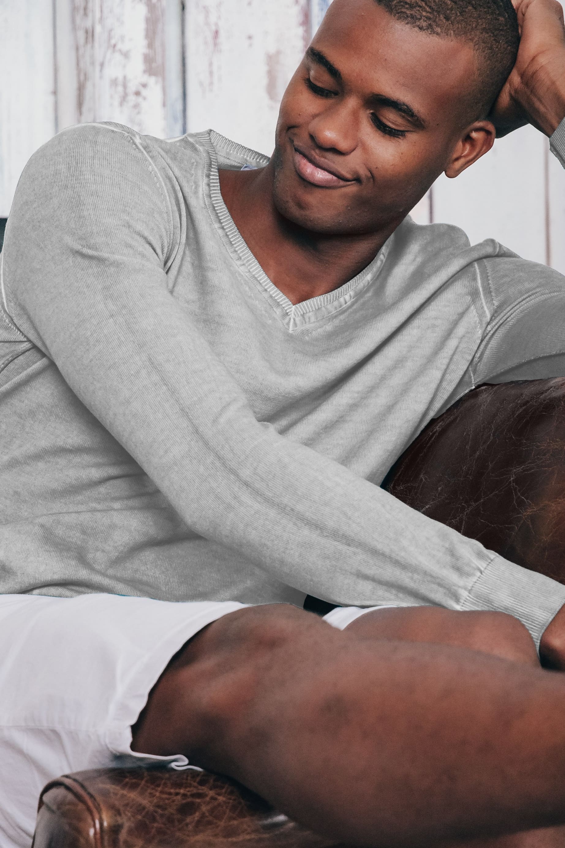V-Neck Cotton Sweater - Marmo - Sweaters
