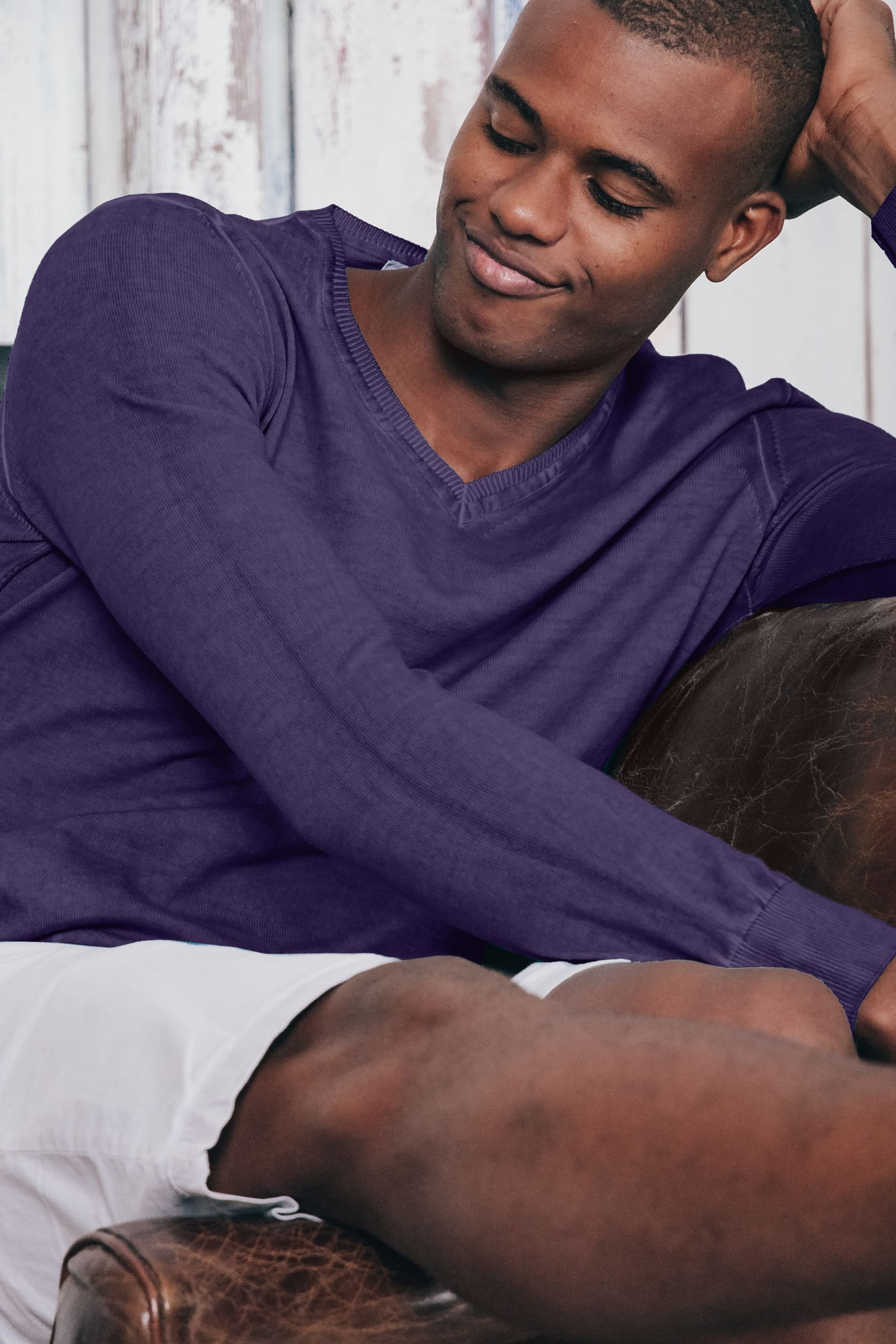 V-Neck Cotton Sweater - Mirto - Sweaters