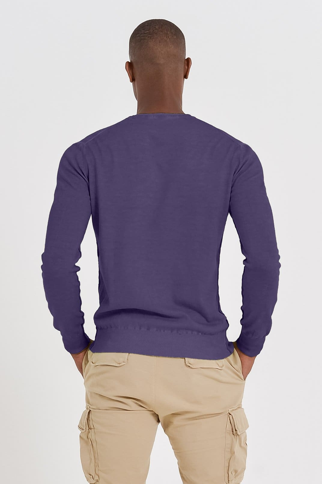V-Neck Cotton Sweater - Mirto - Sweaters