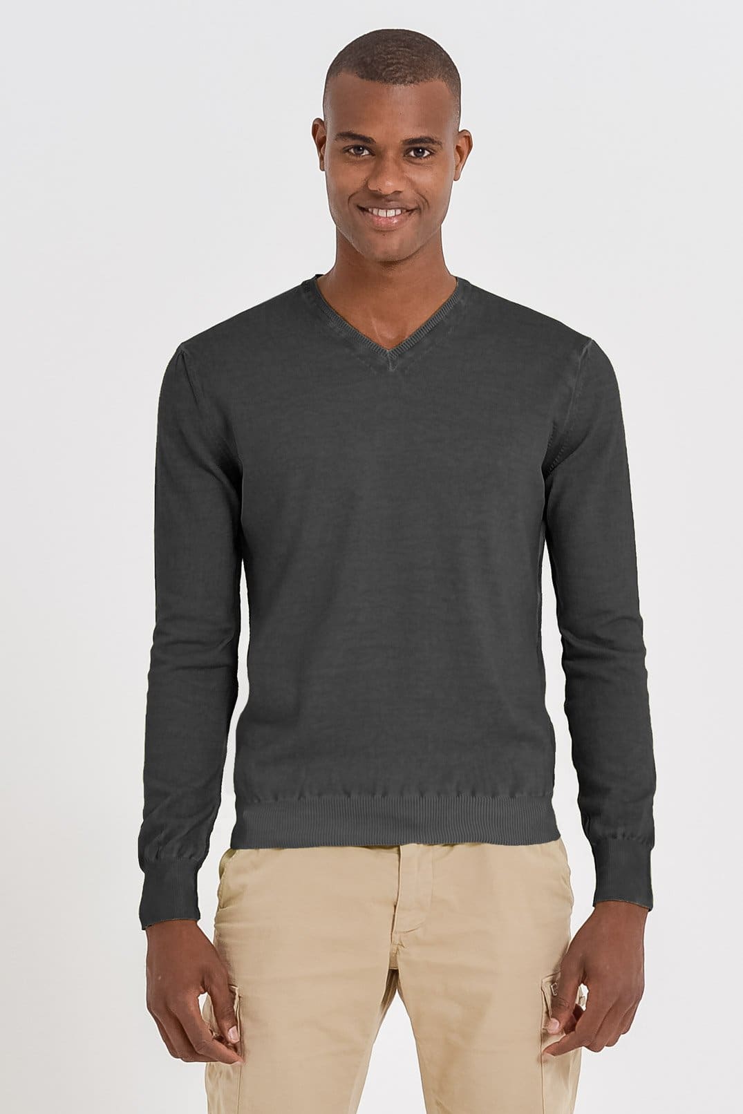 V-Neck Cotton Sweater - Pietra - Sweaters