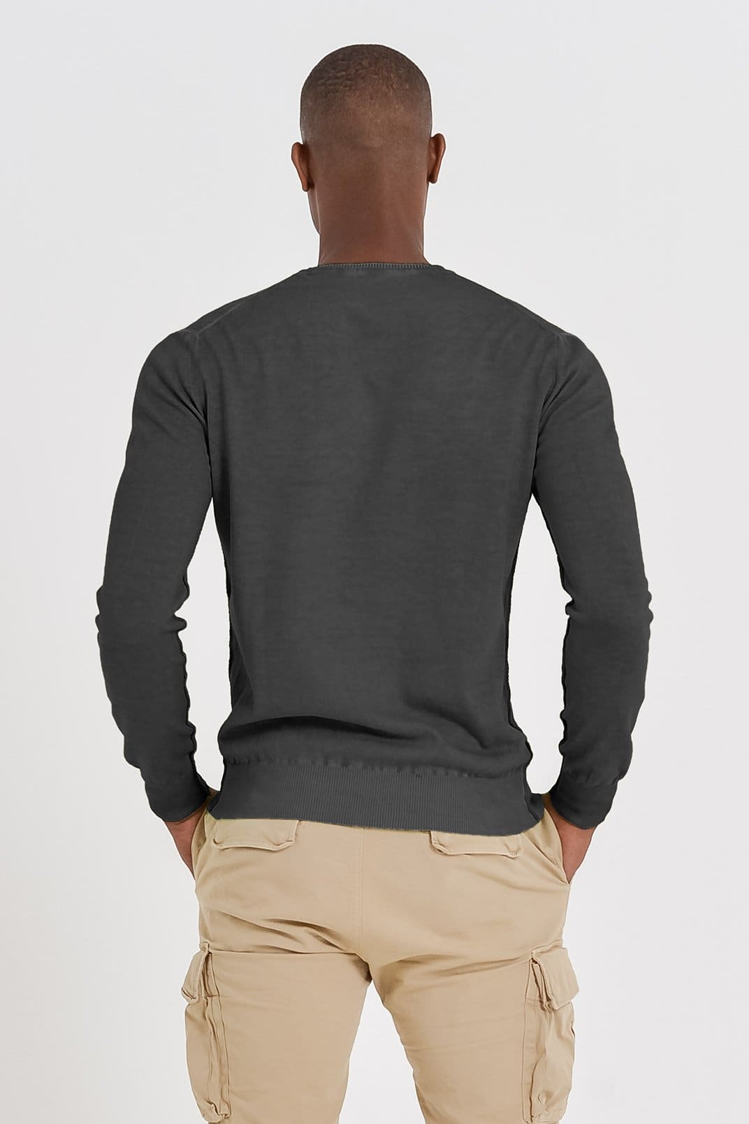 V-Neck Cotton Sweater - Pietra - Sweaters