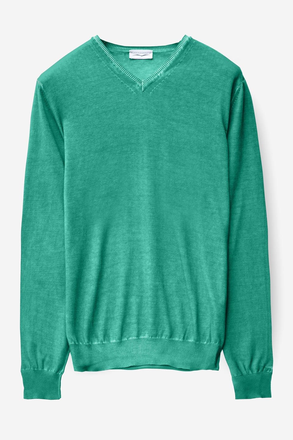 V-Neck Cotton Sweater - Smeraldo - Sweaters