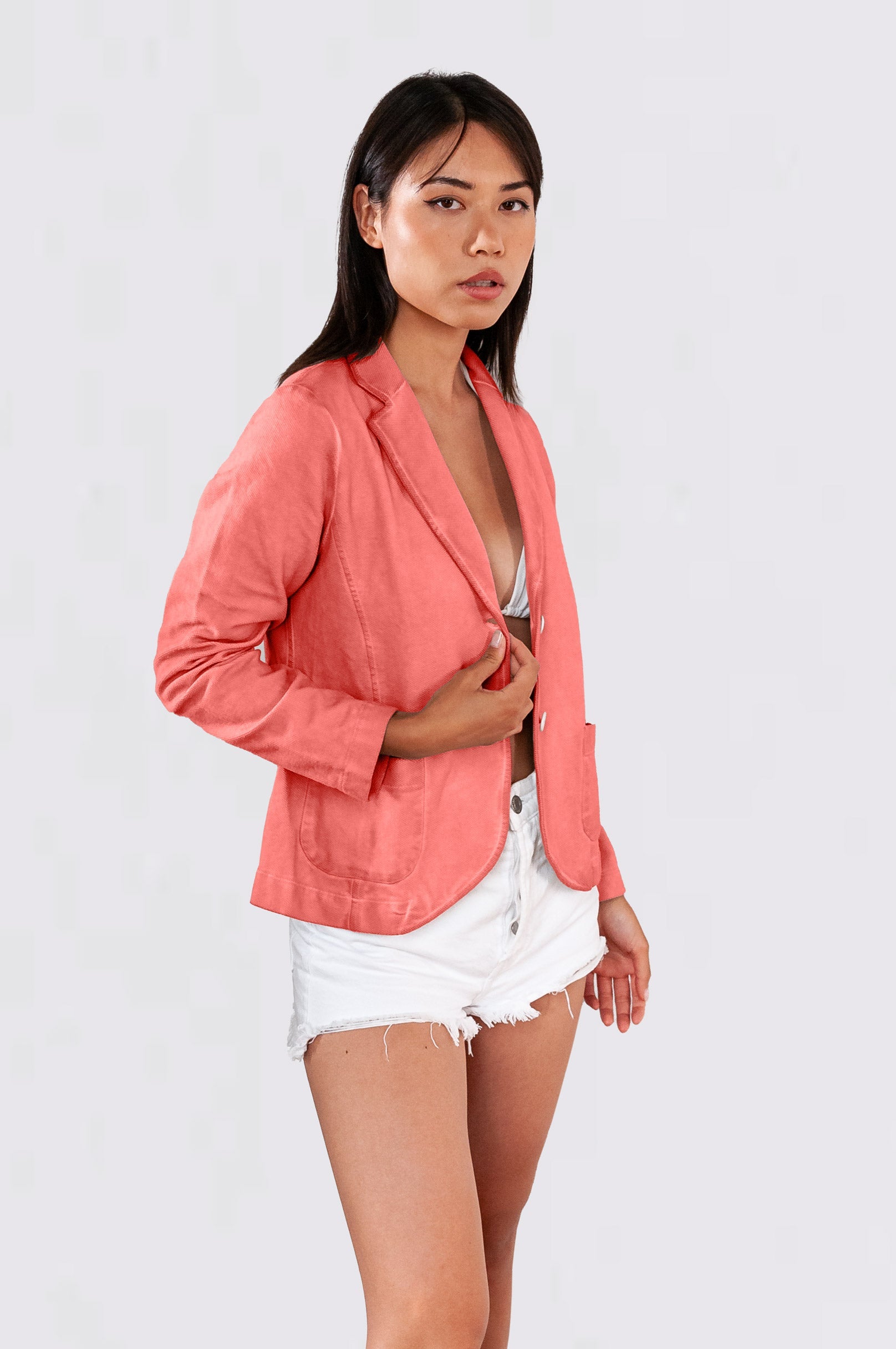 Pique Blazer Jacket - Hibiscus - Jackets