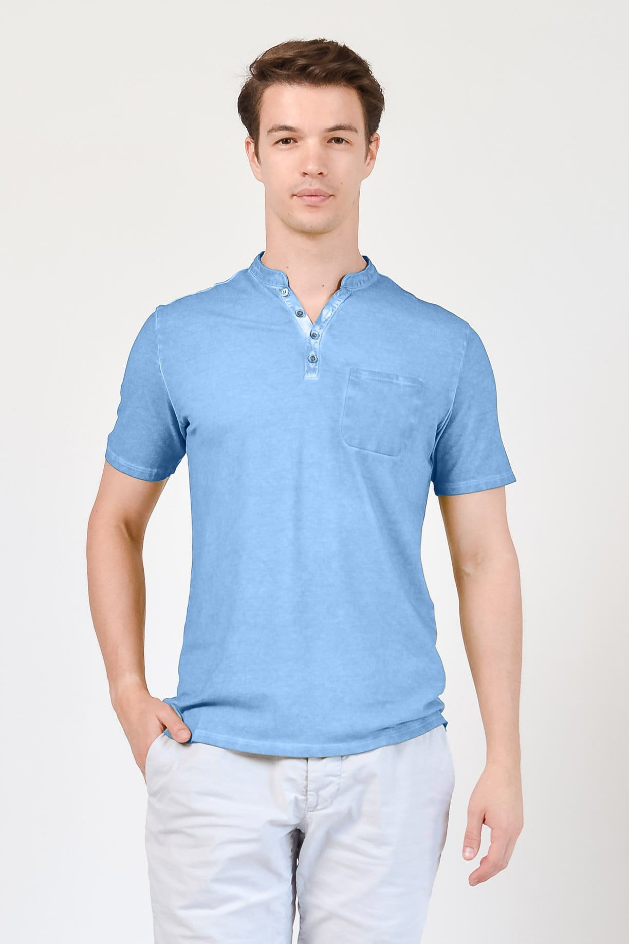 Pique Henley - Cielo - T-Shirt