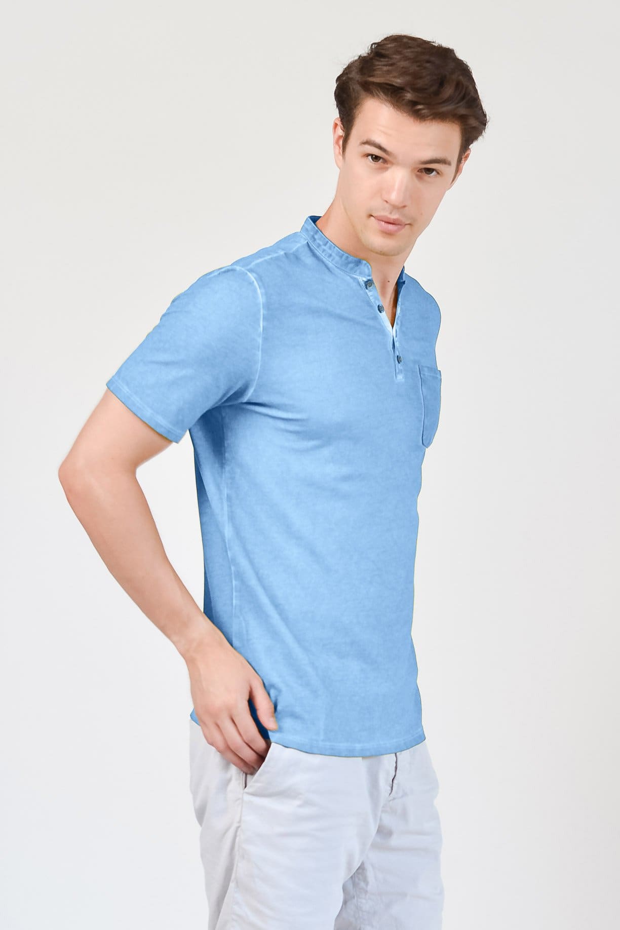 Pique Henley - Cielo - T-Shirt
