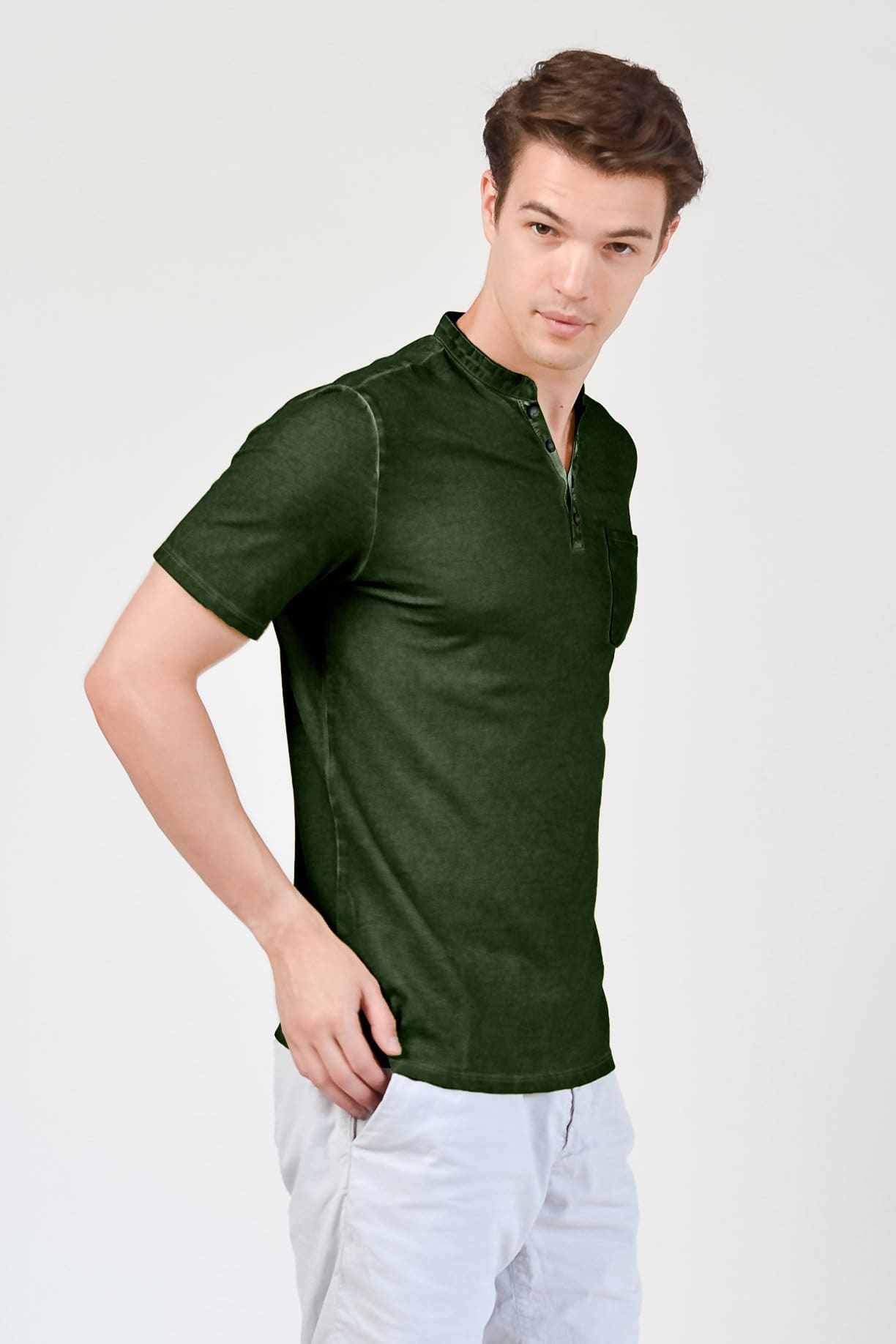 Pique Henley - Ginepro - T-Shirt