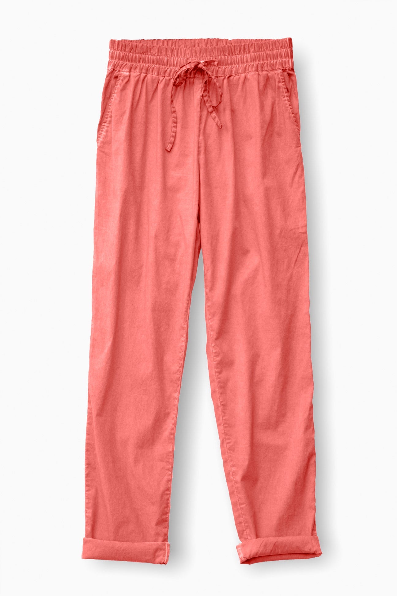 Poplin Slacks in Hibiscus - Pants