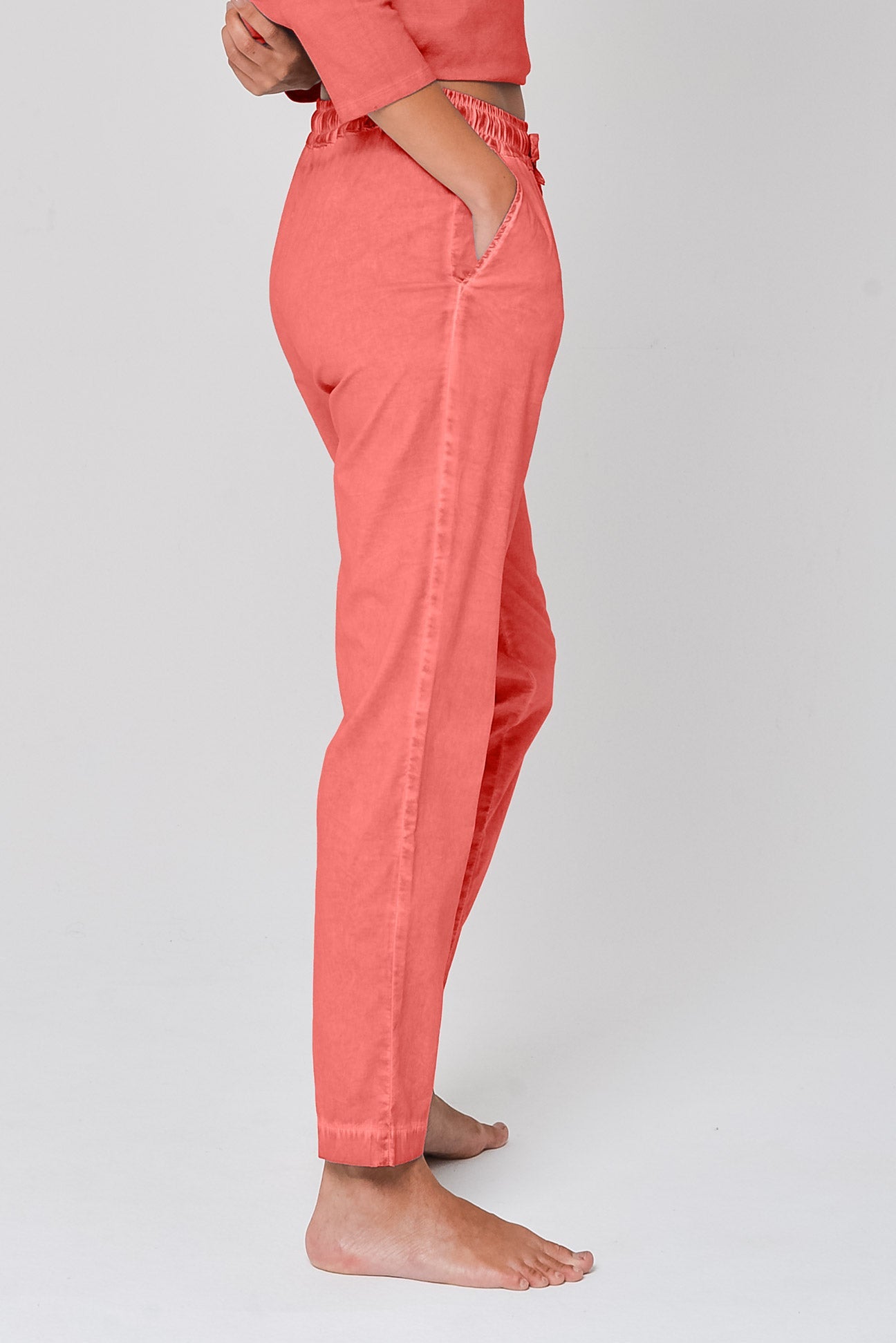 Poplin Slacks in Hibiscus - Pants