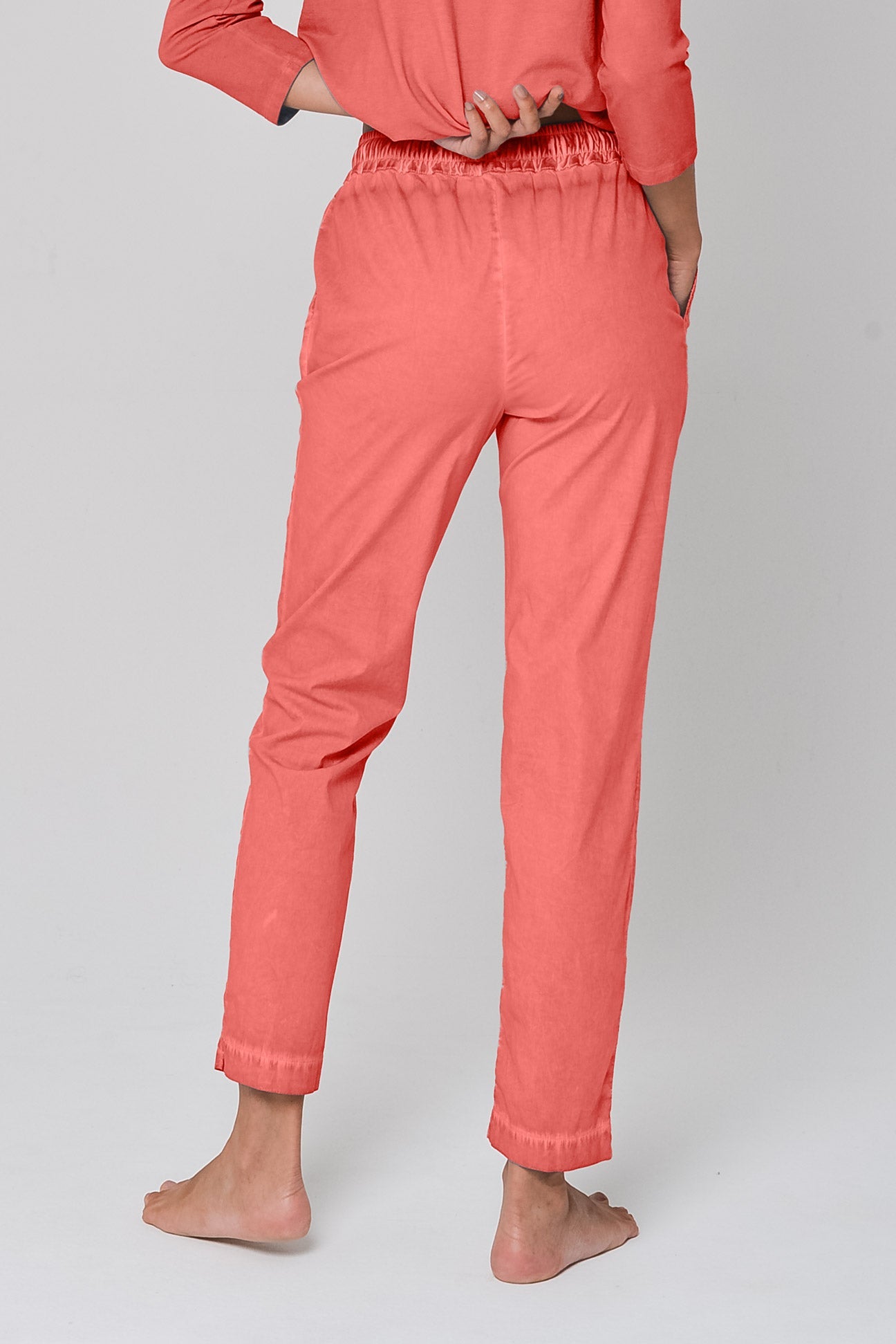 Poplin Slacks in Hibiscus - Pants