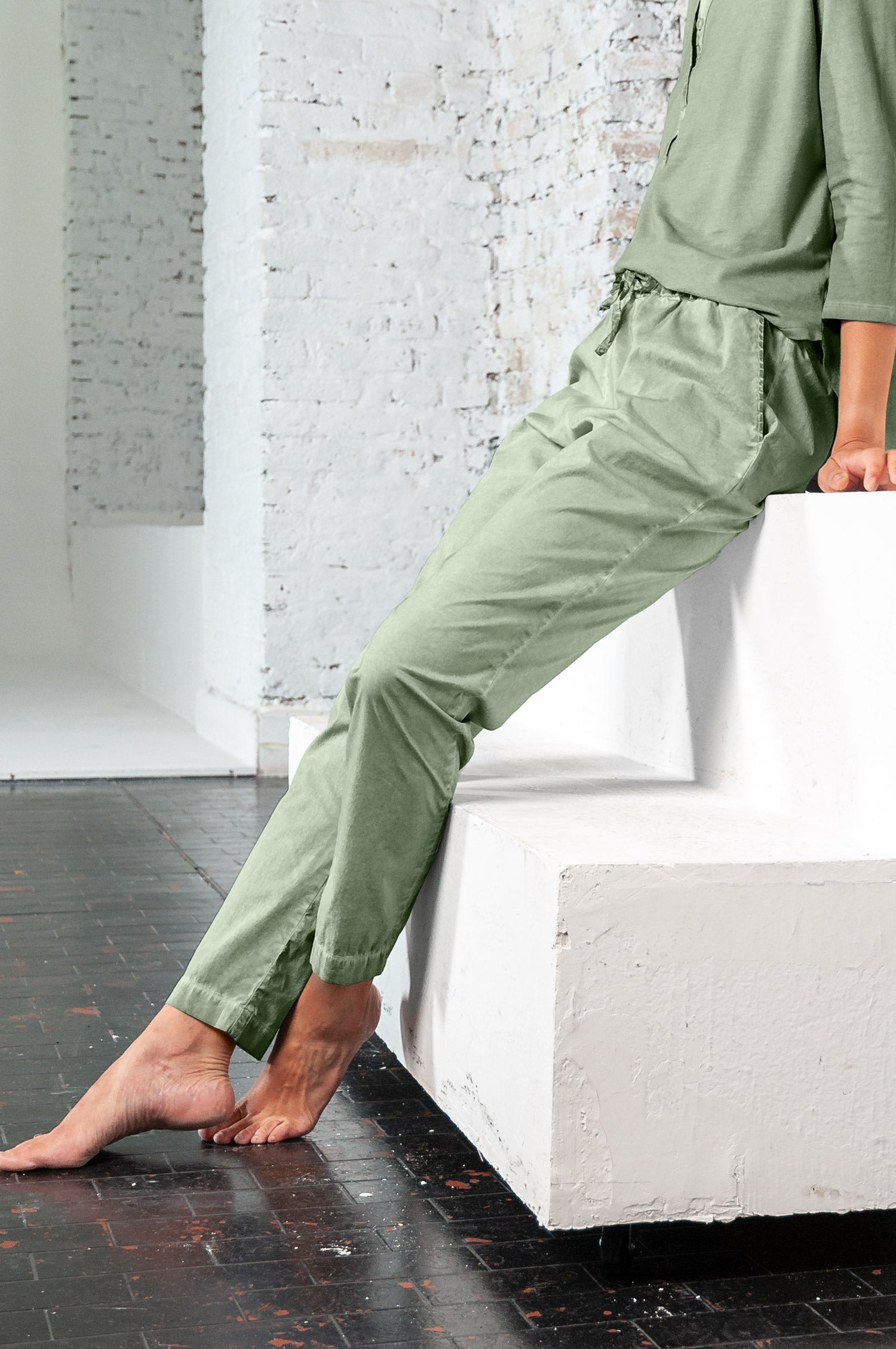 Poplin Slacks in Palm - Pants