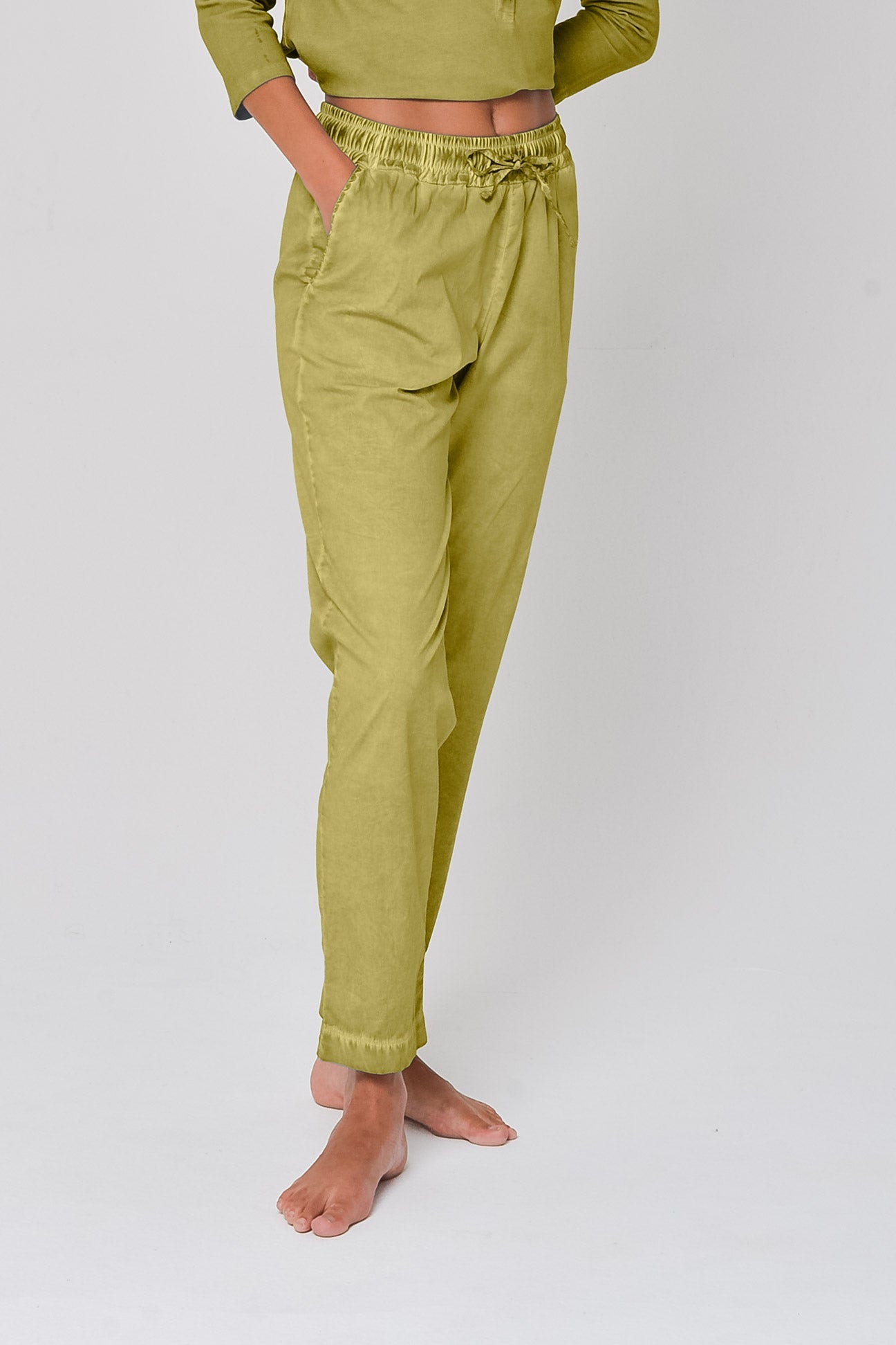 Poplin Slacks in Pistacchio - Pants