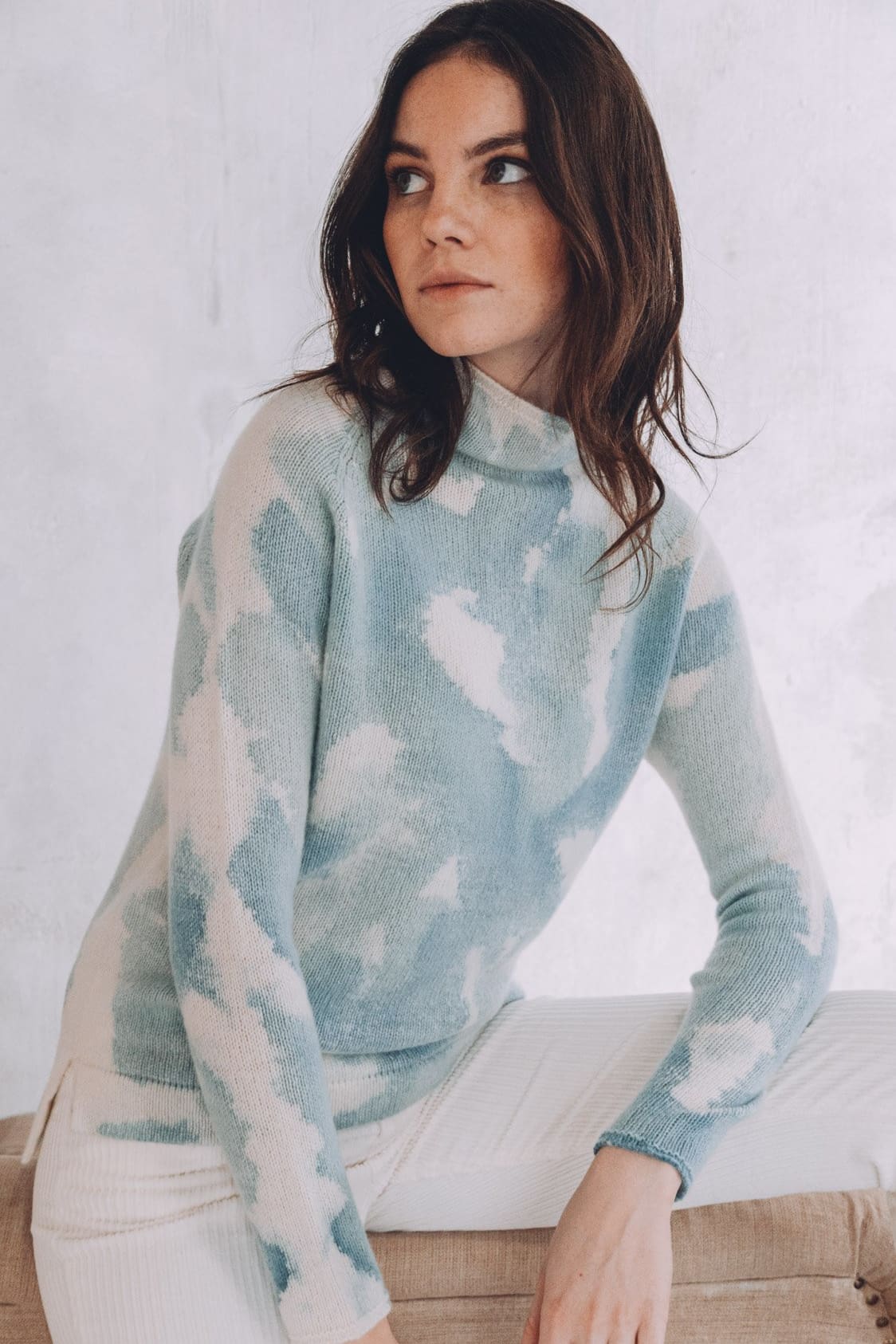 Rhue Hand Painted Turtleneck - Water Storm - Sweaters