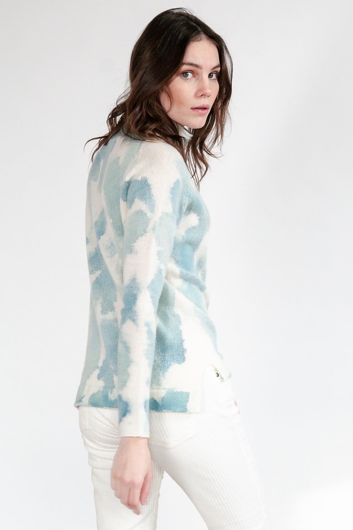 Rhue Hand Painted Turtleneck - Water Storm - Sweaters