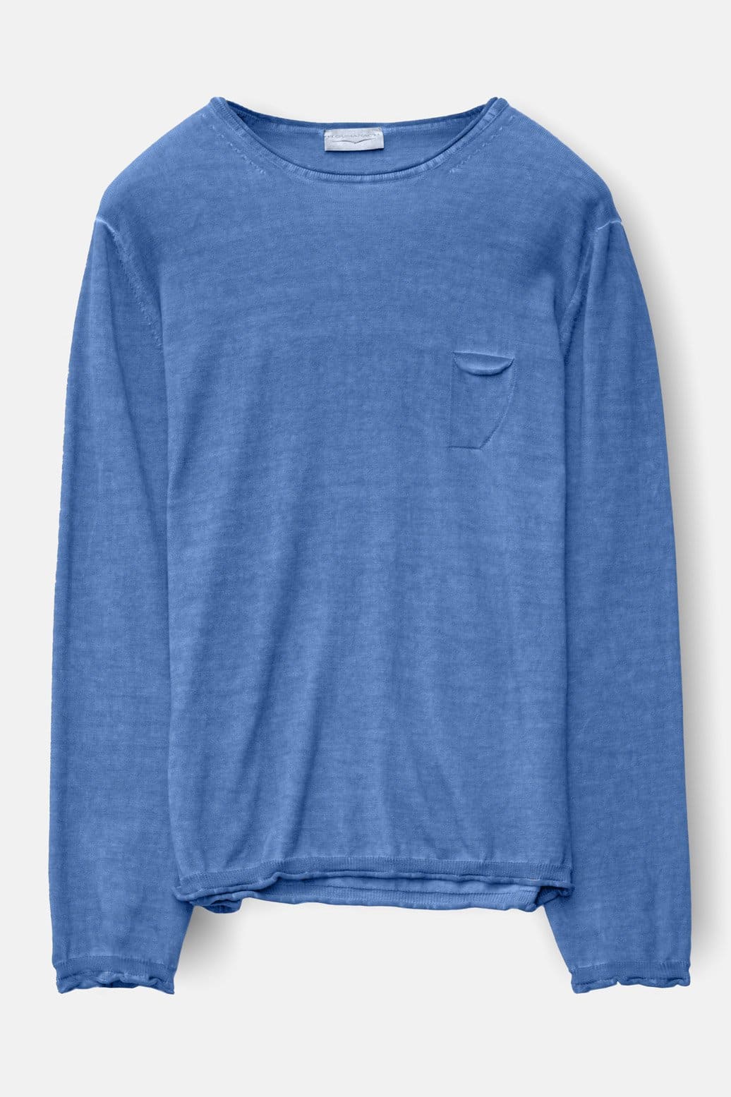 Rolled Hems Cotton Sweater - Oceano - Sweaters
