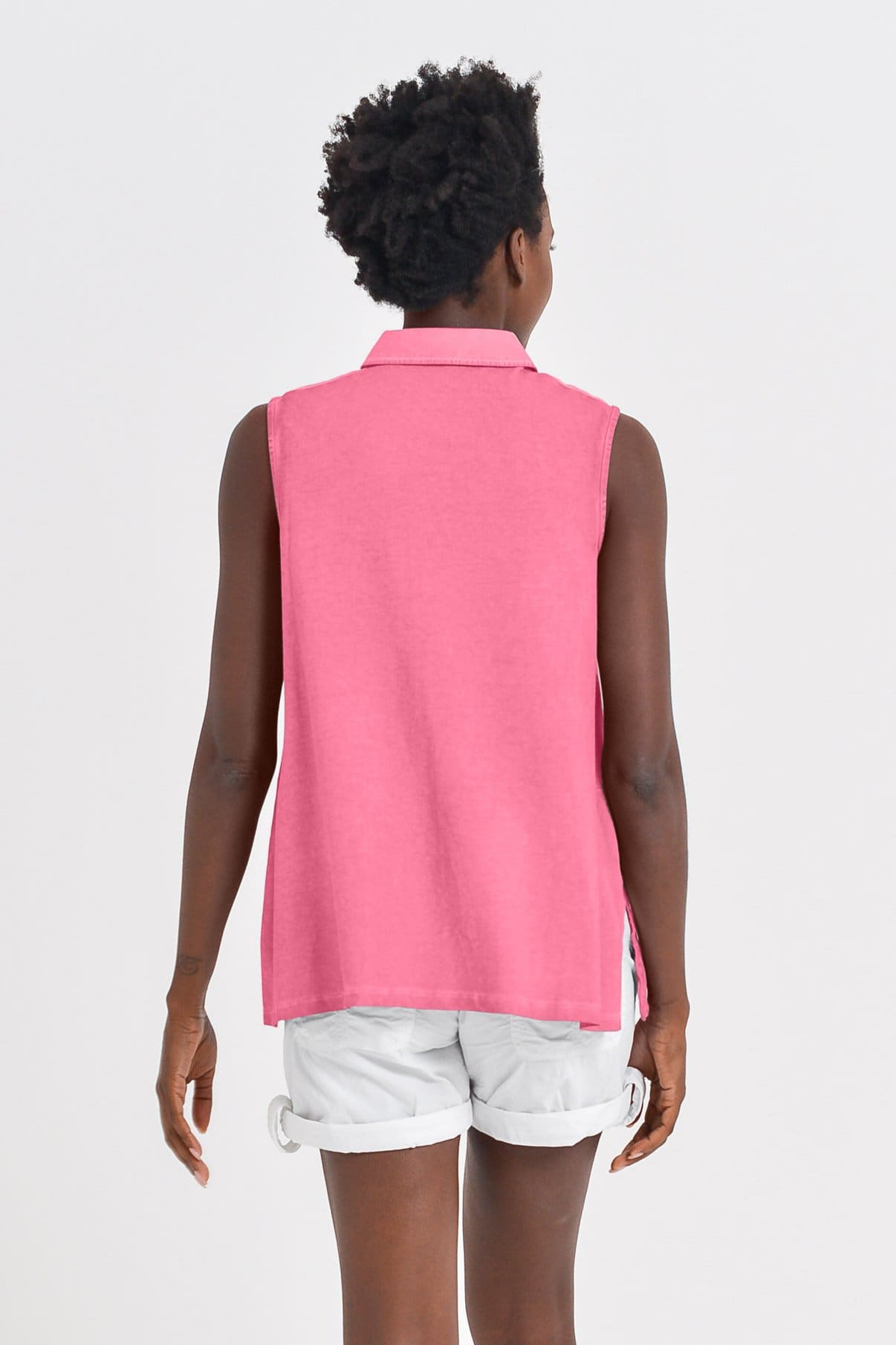 Sleeveless Pique Polo Shirt - Azalea - Polos