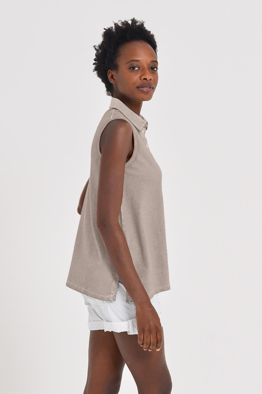 Sleeveless Pique Polo Shirt - Corda - Polos