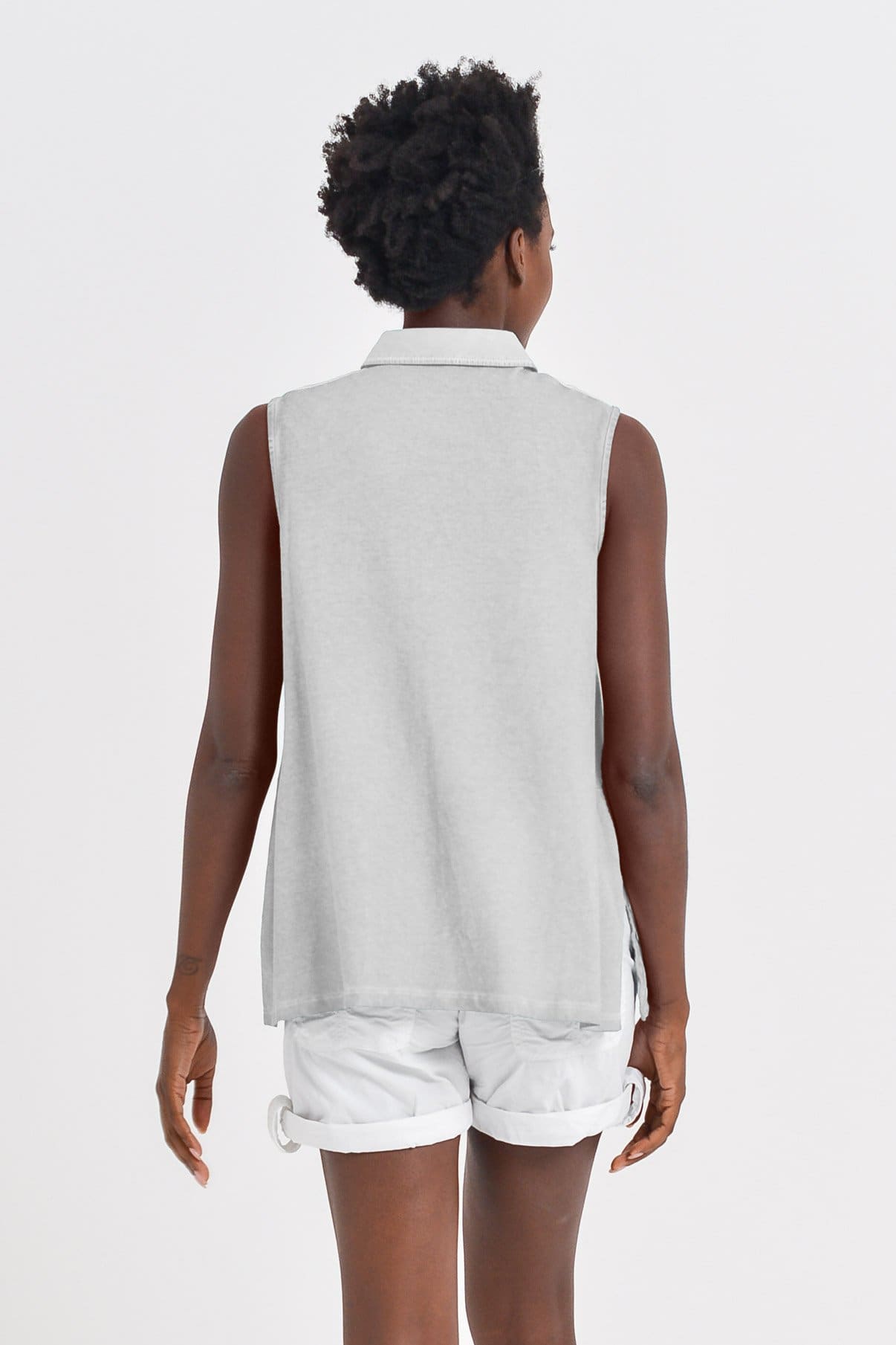 Sleeveless Pique Polo Shirt - Marmo - Polos