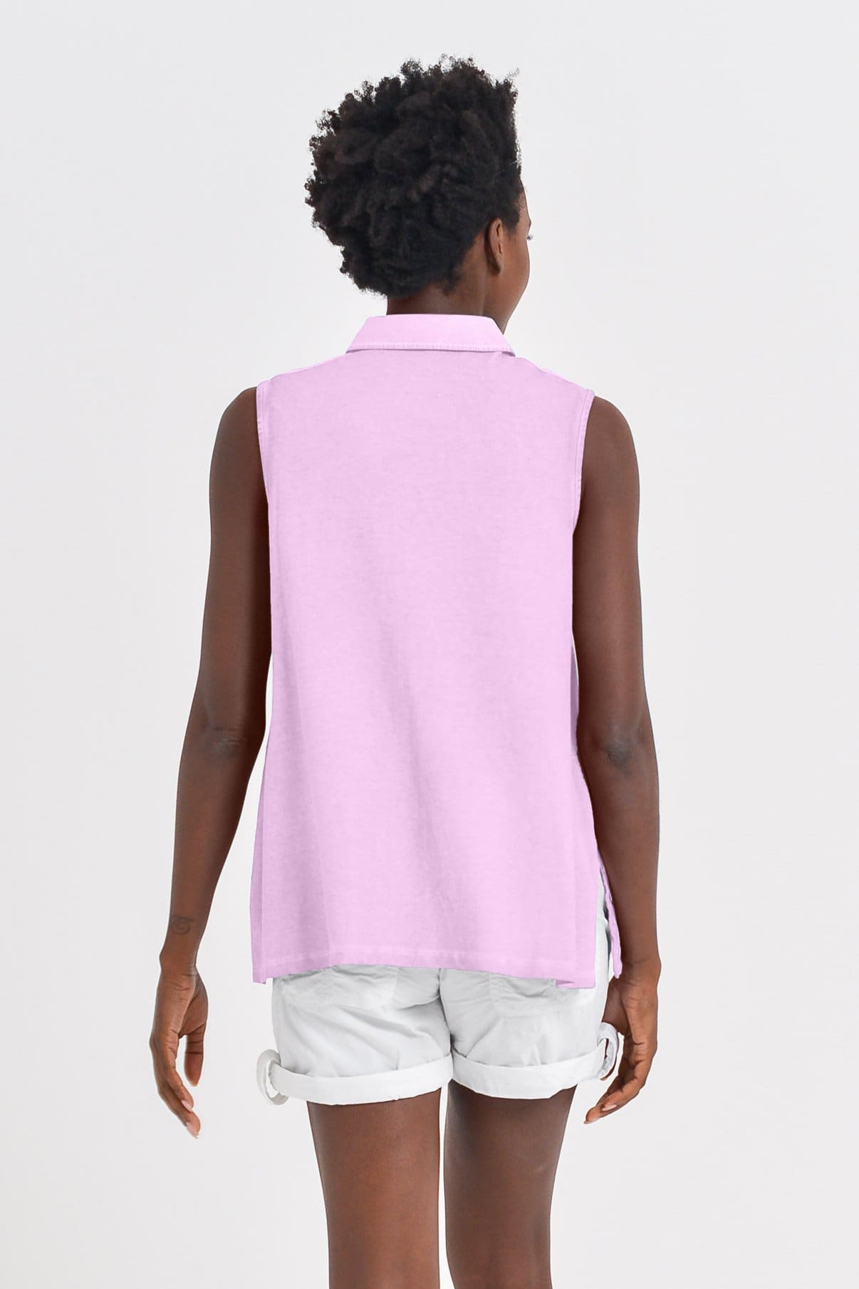 Sleeveless Pique Polo Shirt - Quarzo - Polos