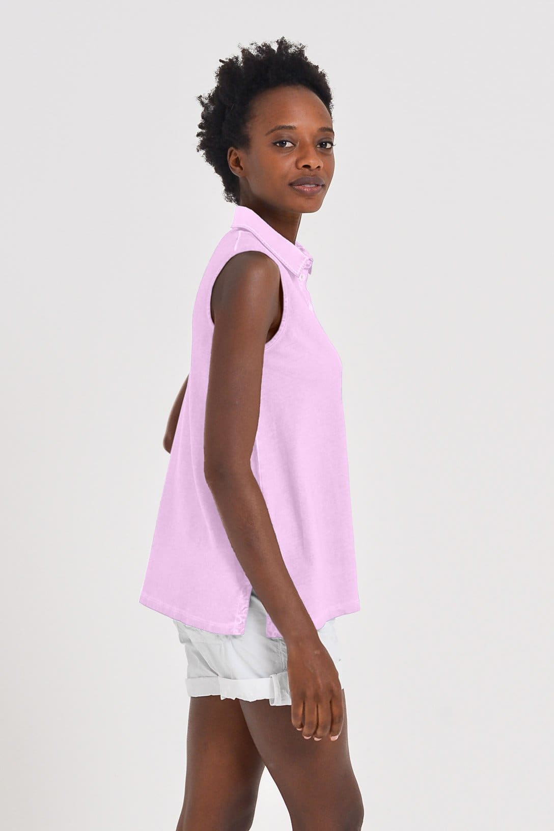 Sleeveless Pique Polo Shirt - Quarzo - Polos