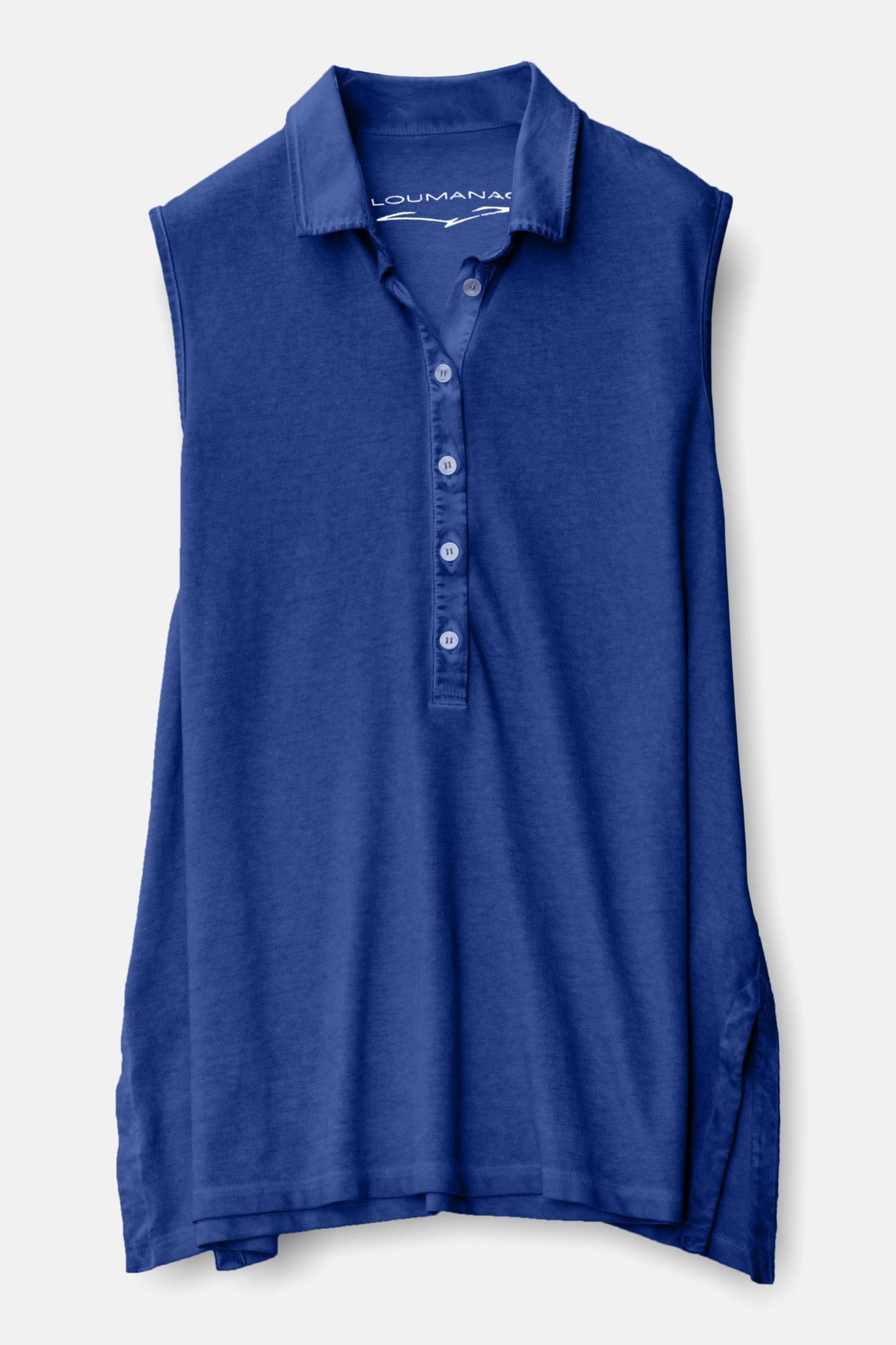 Sleeveless Pique Polo Shirt - Royal - Polos