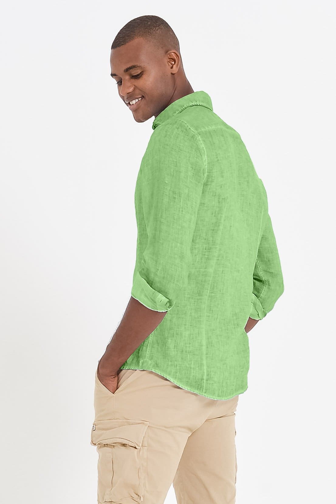 Slim Fit Spread Collar Linen Shirt - Edera - Shirts