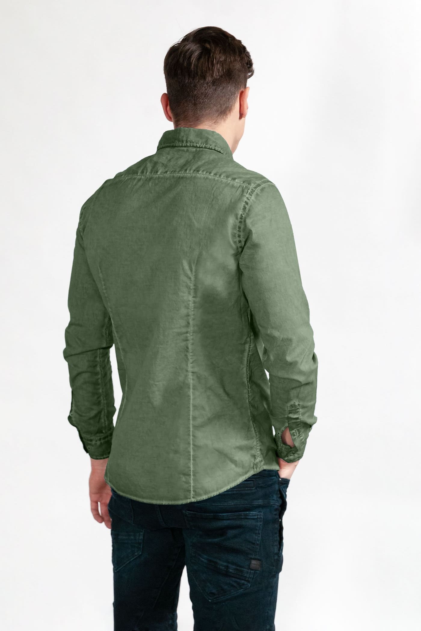 Slim-Fit Stretch Poplin Shirt - Ginepro - Shirts