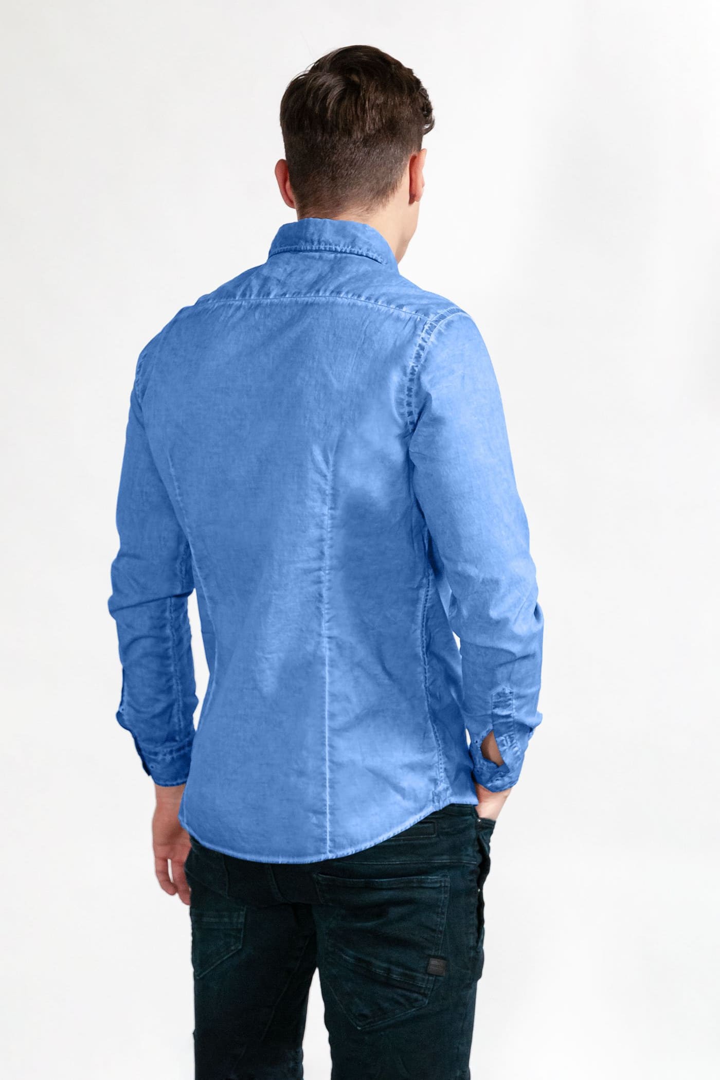 Slim-Fit Stretch Poplin Shirt - Oceano - Shirts