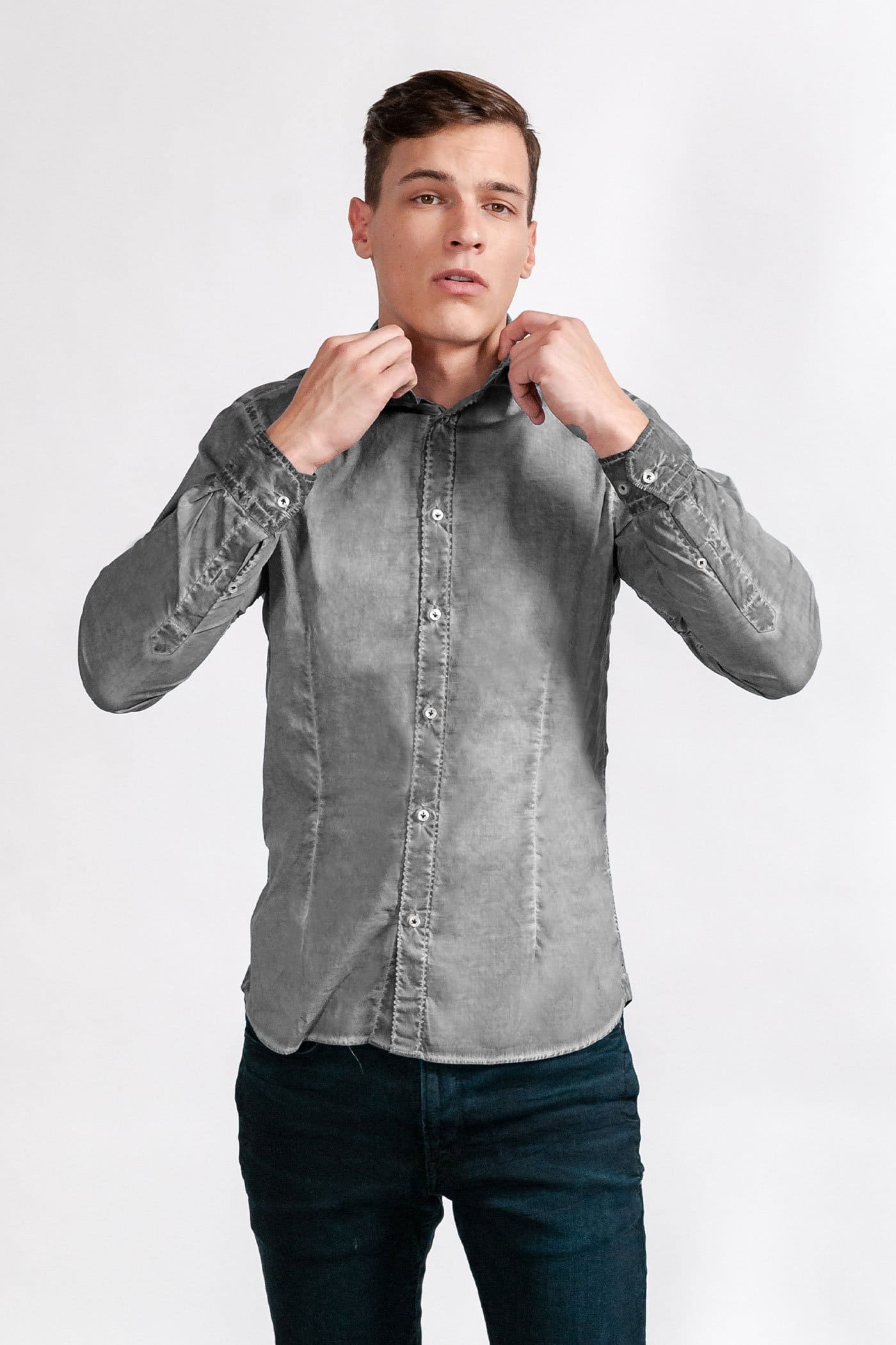 Slim-Fit Stretch Poplin Shirt - Pietra - Shirts