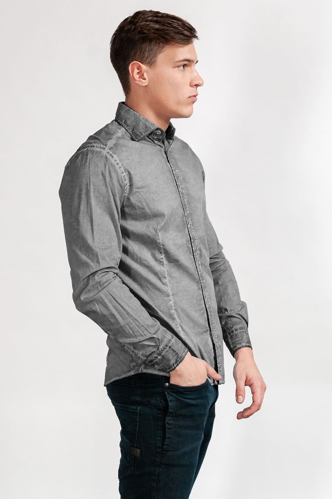 Slim-Fit Stretch Poplin Shirt - Pietra - Shirts