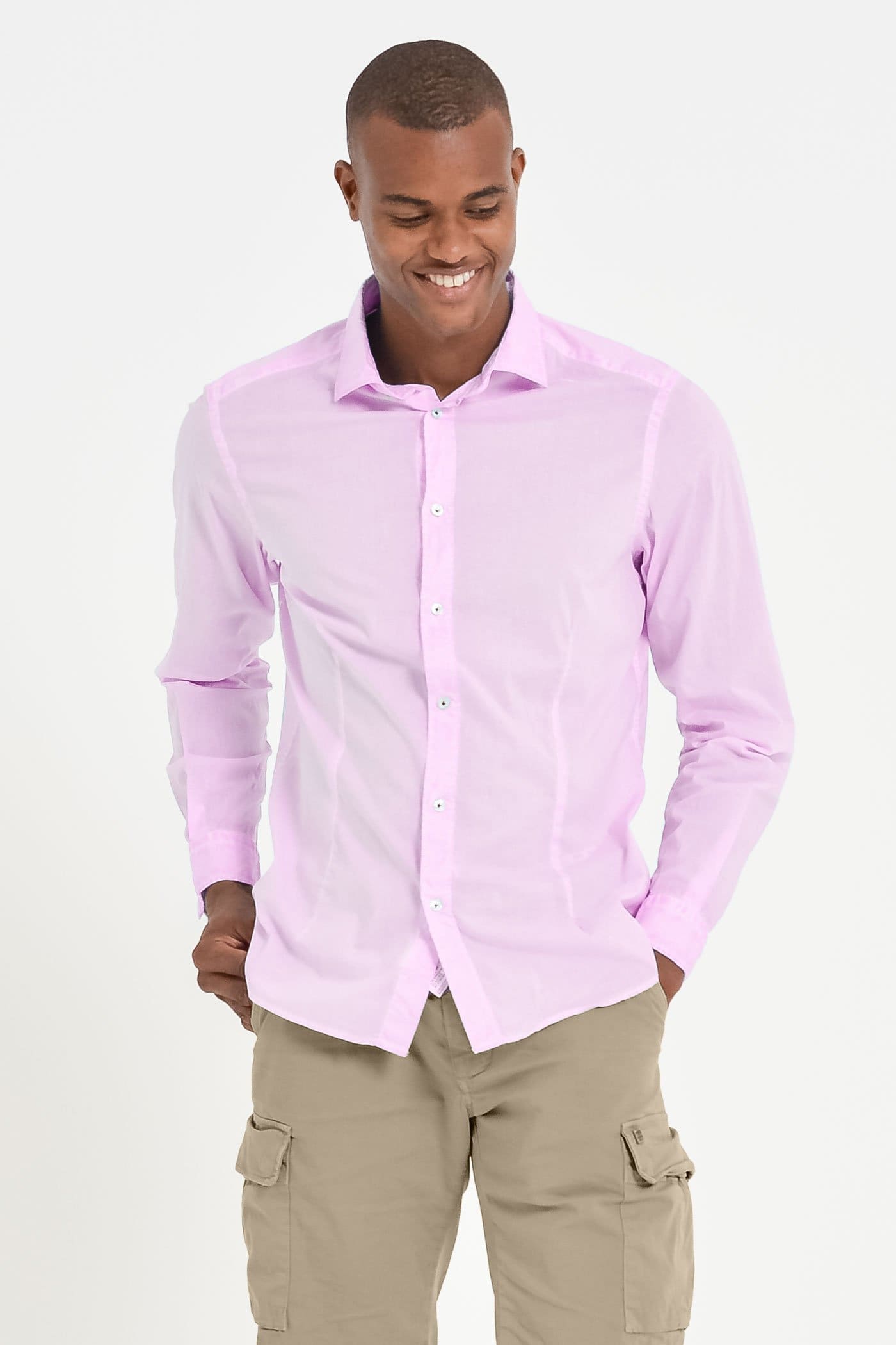 Slim-Fit Stretch Poplin Shirt - Quarzo - Shirts