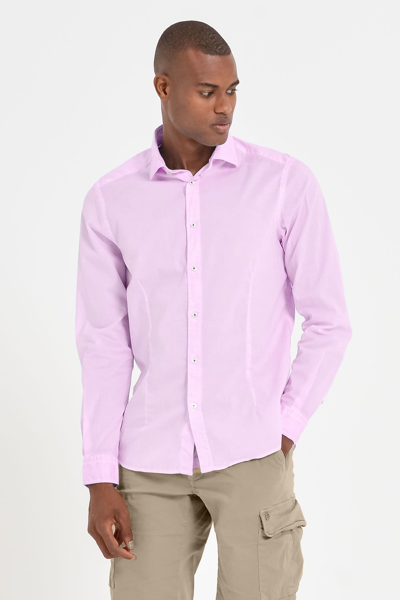 Slim-Fit Stretch Poplin Shirt - Quarzo - Shirts
