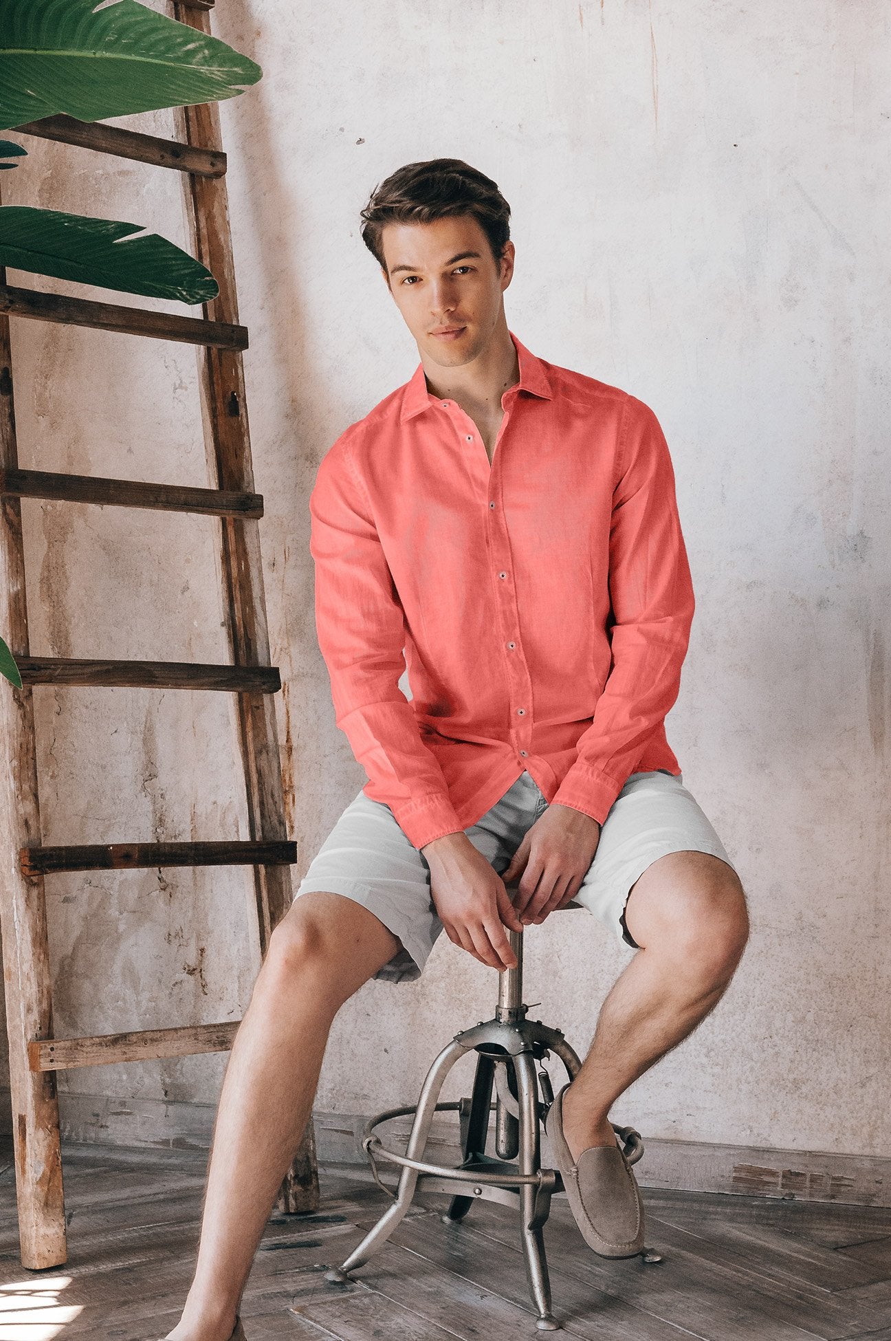 Slim Fit Voile Shirt - Hibiscus - Shirts