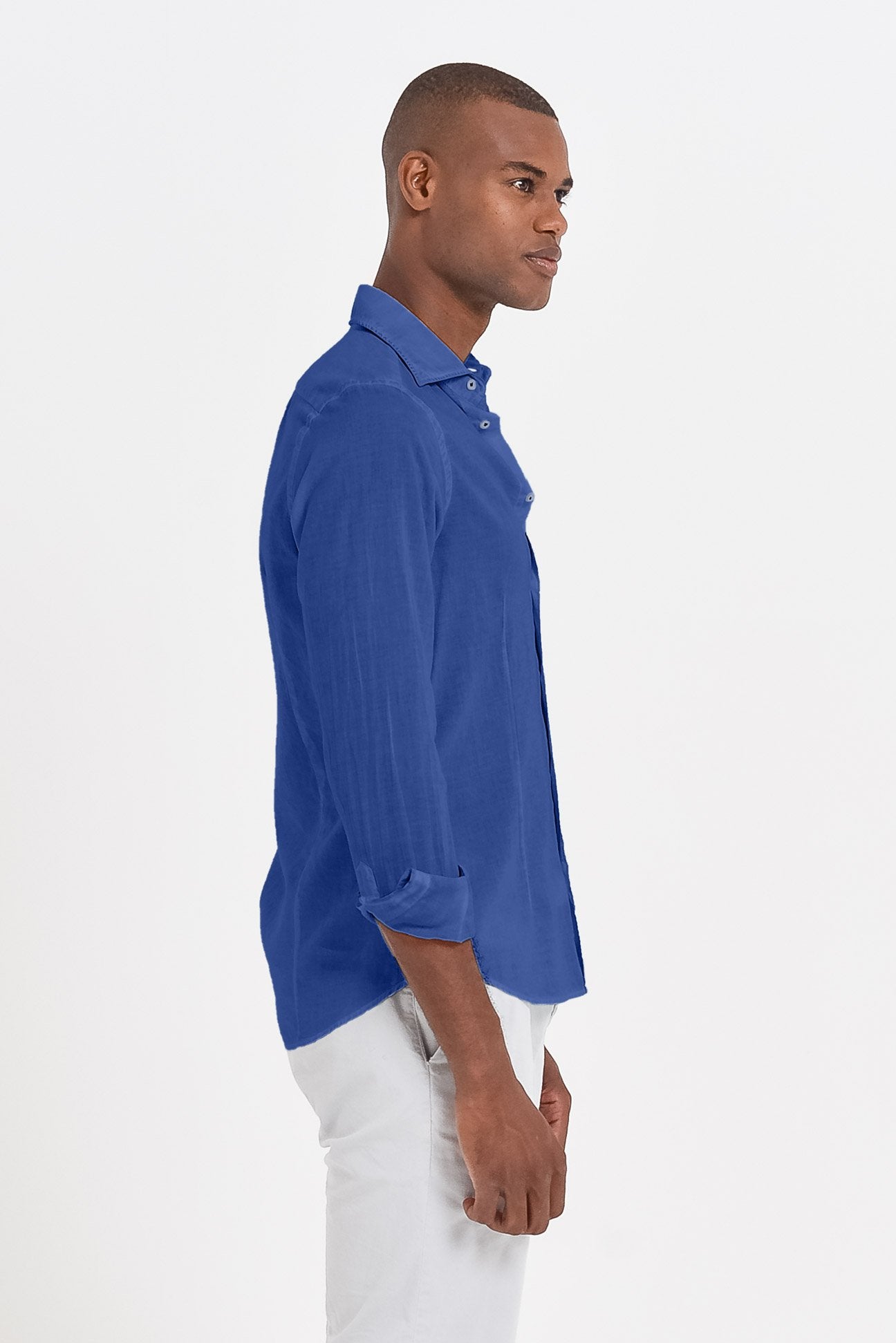 Slim Fit Voile Shirt - Royal - Shirts