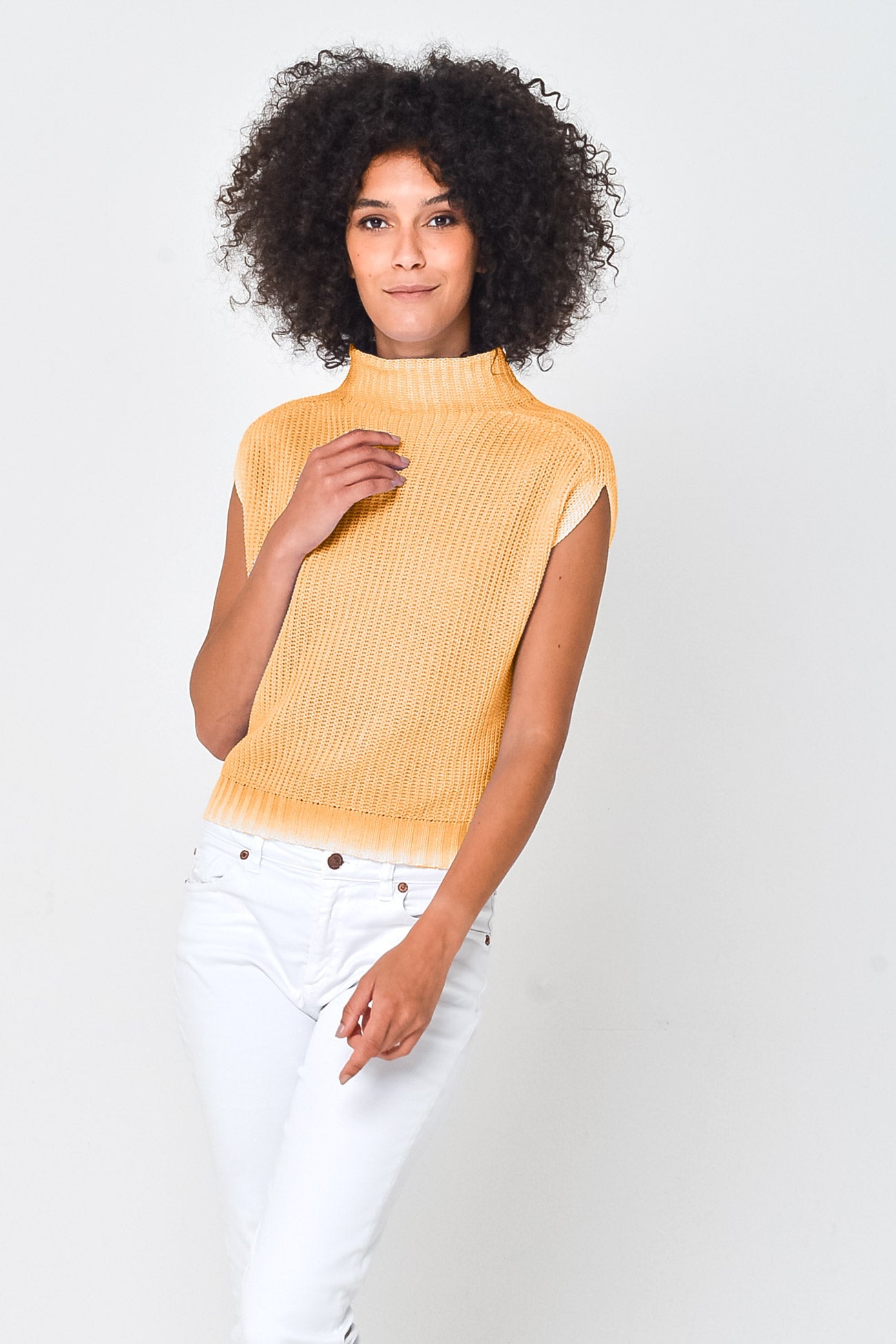 Spray Art Ribbed Mini Knit in Sundance - Sweaters